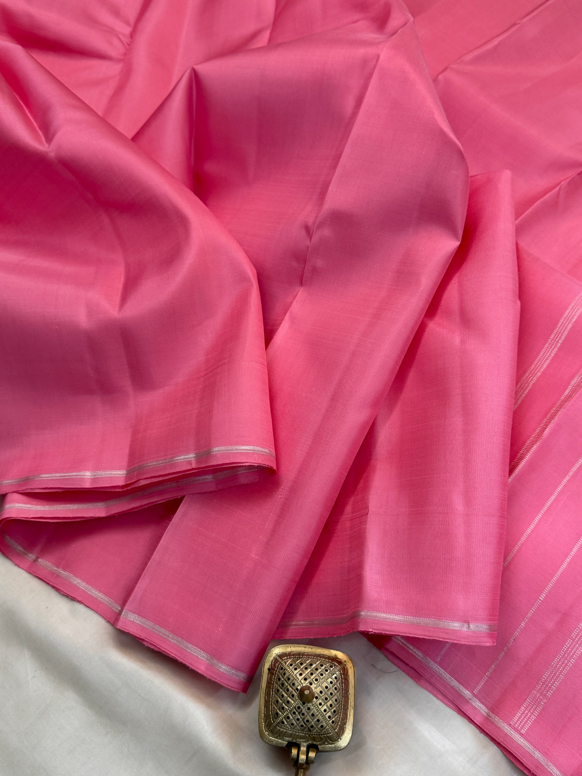 Rose milk and silver pure Zari / kanjipuram silk saree clsa 12324