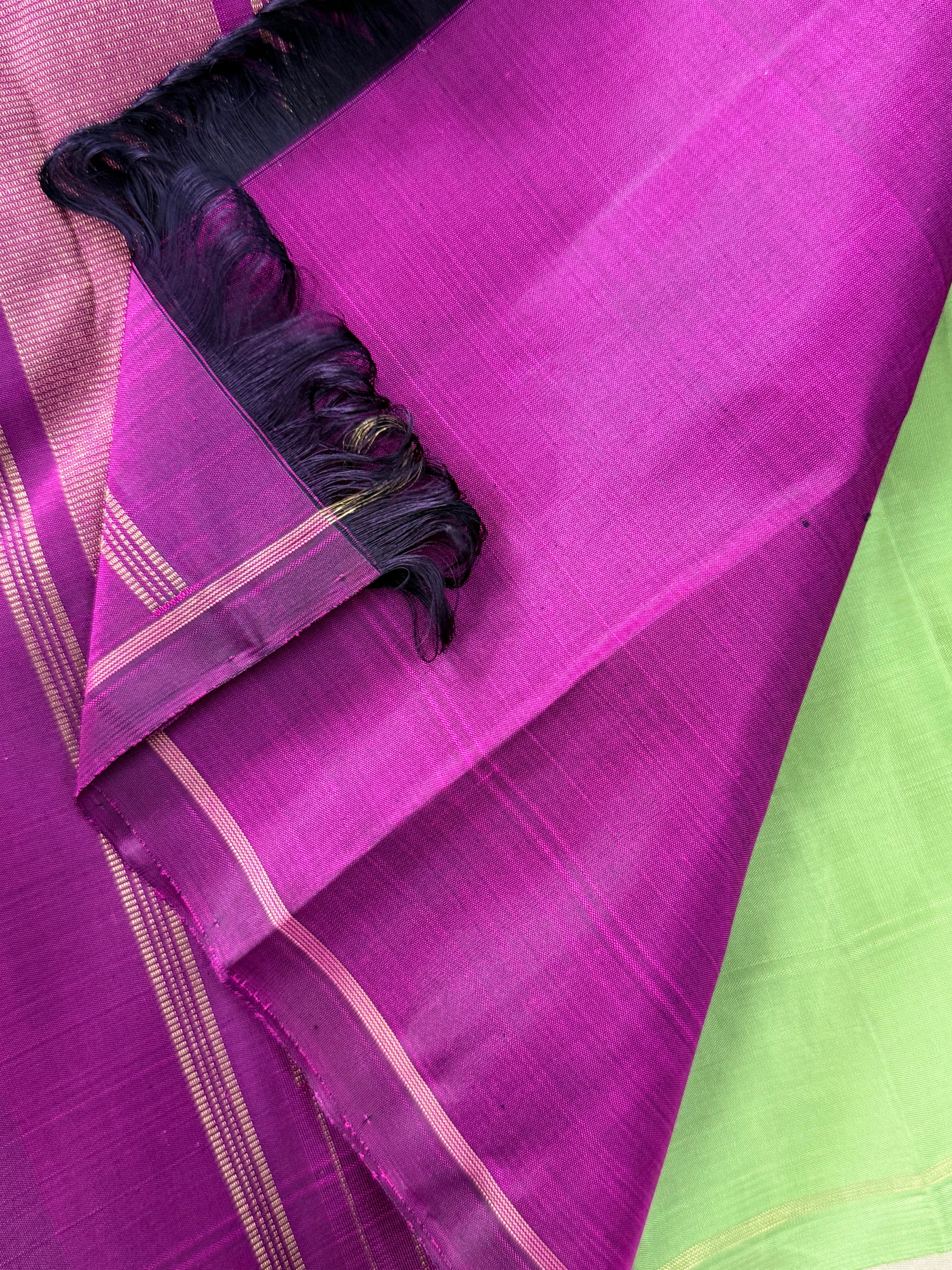 PISTA GREEN AND BODY THREAD LINE BORDER LESS/ KANJIPURAM SILK SAREE CLSA9962
