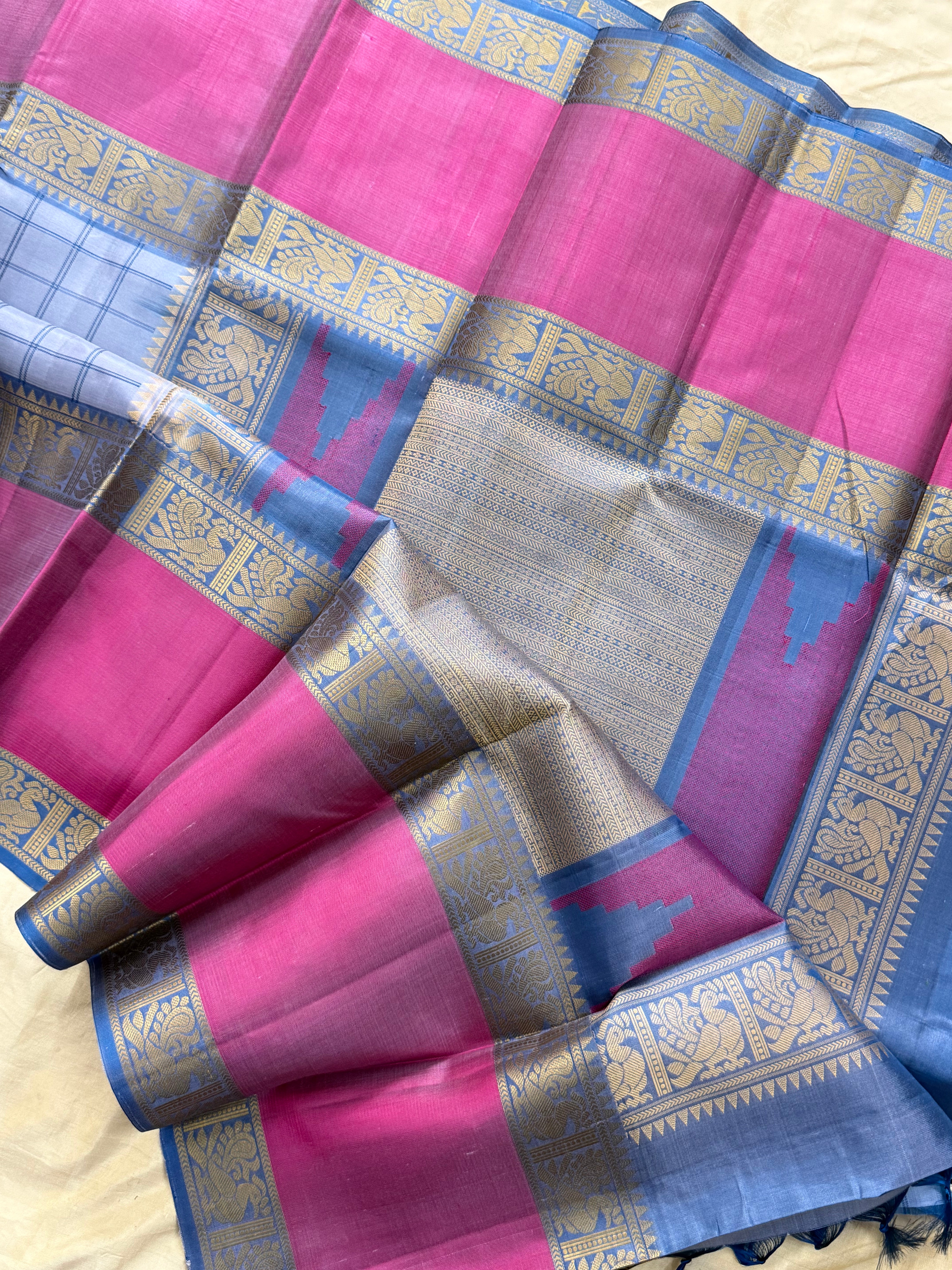 Grey kattam long border / Varnangal Soft Silk CL8755