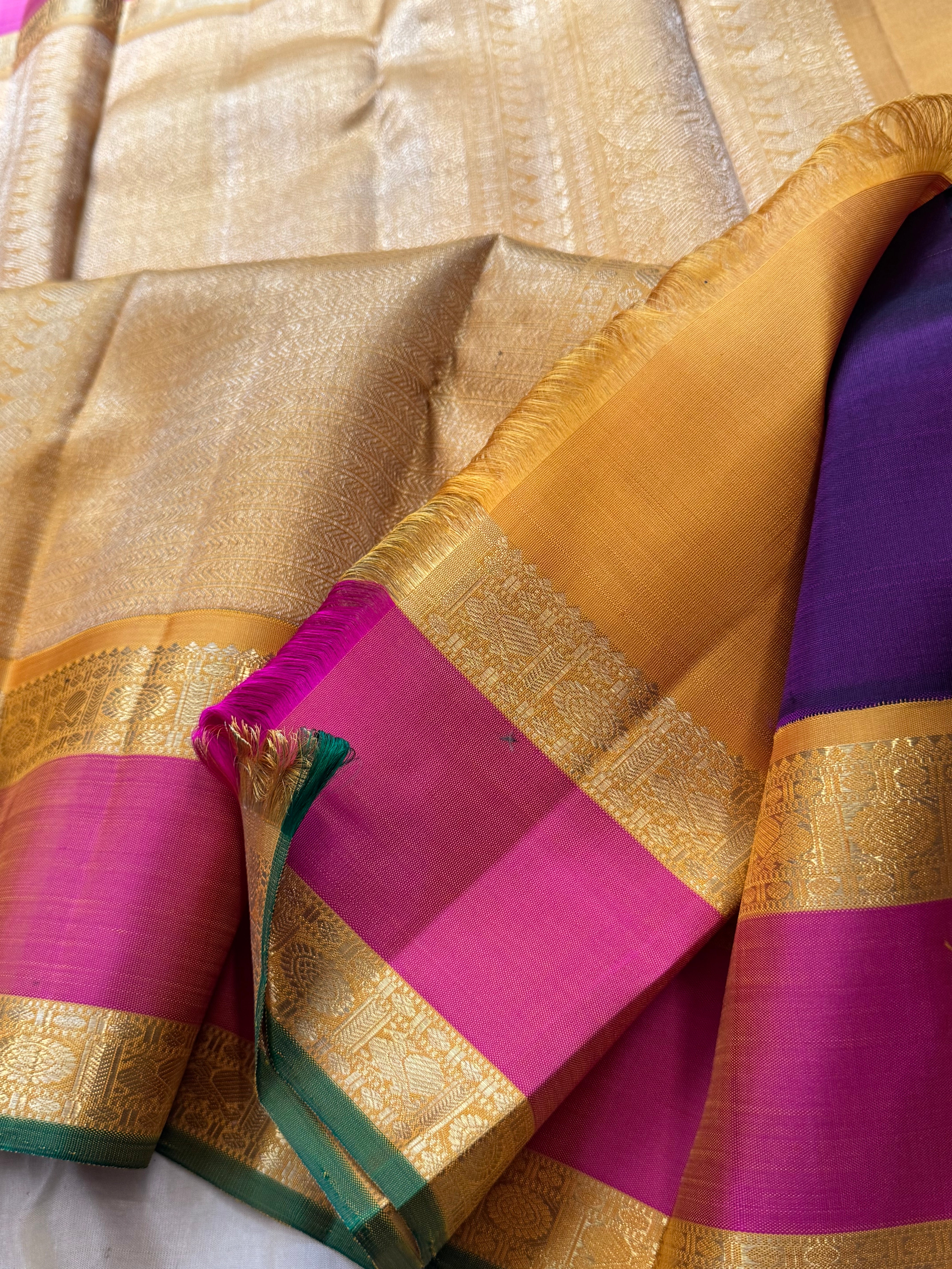 Purple retta pet  Korvai / Kanjipuram silk
