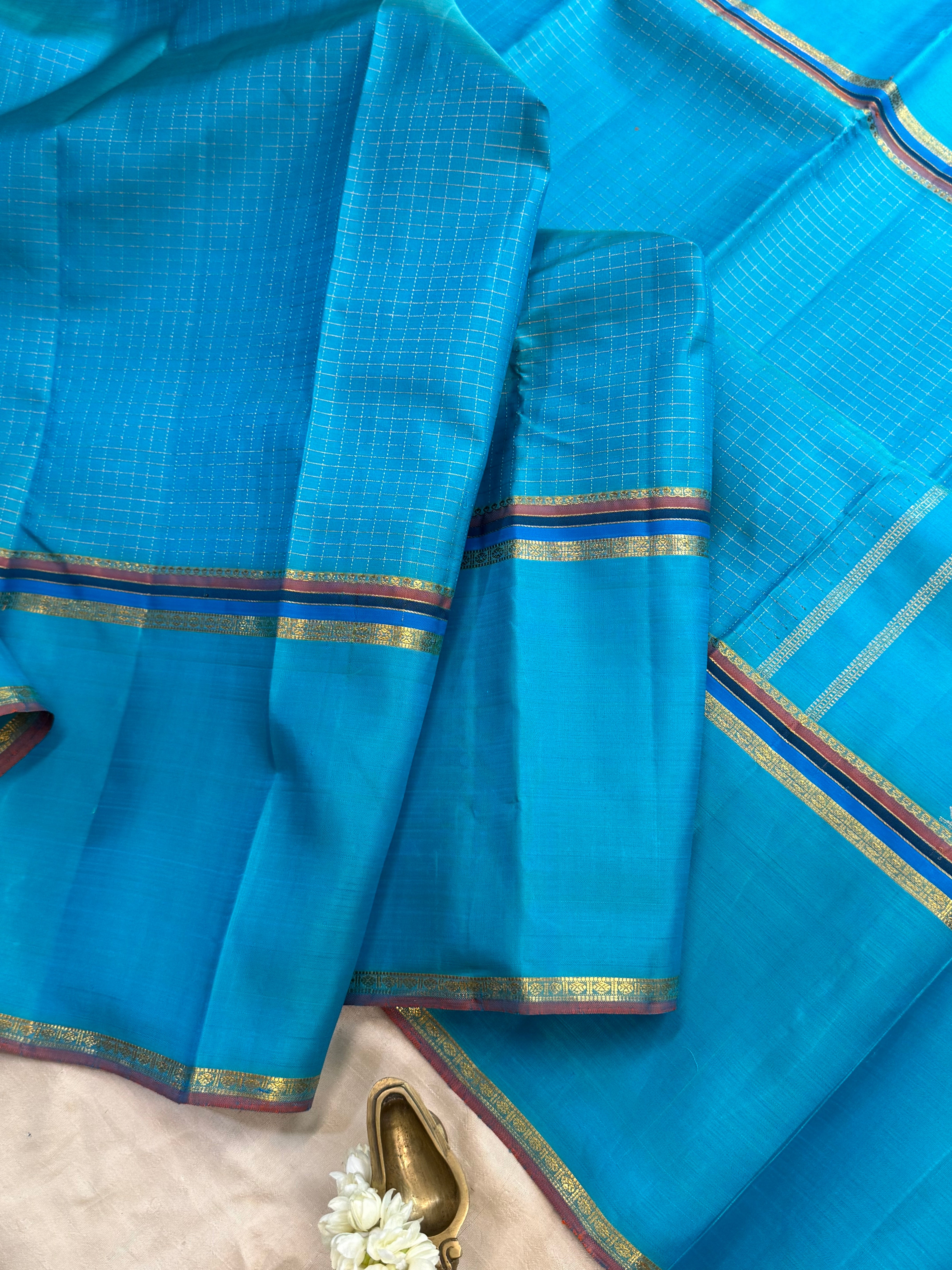 Vintage long border Zari Kattam / Kanjipuram silk
