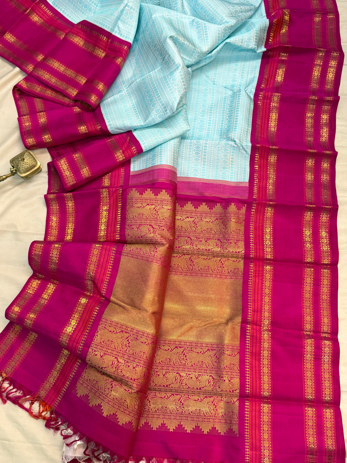Body thread work and border Korvai pure zari/ kanjipuram silk saree clsa 4319