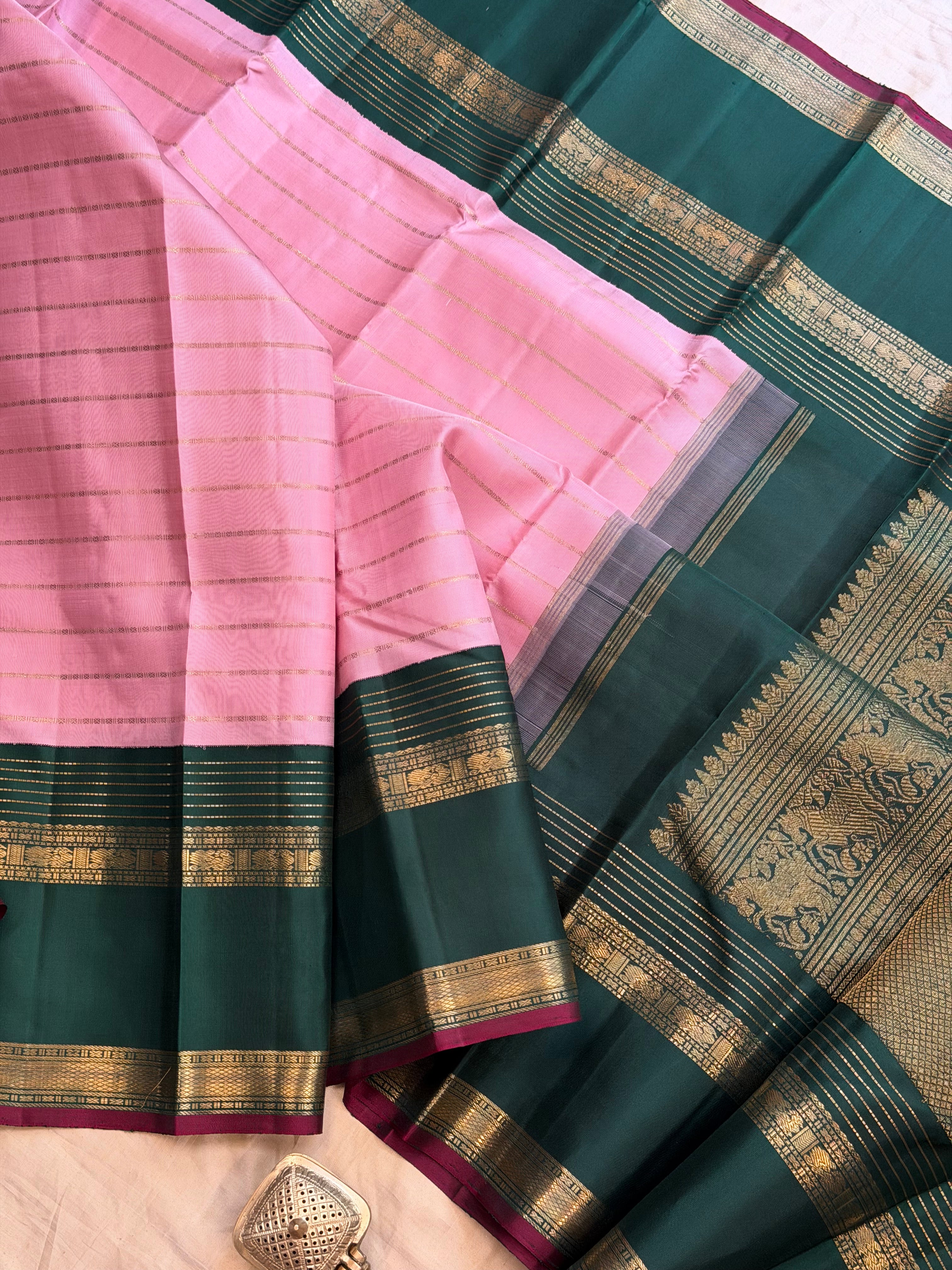 Pink  veldhari Korvai / Kanjipuram silk