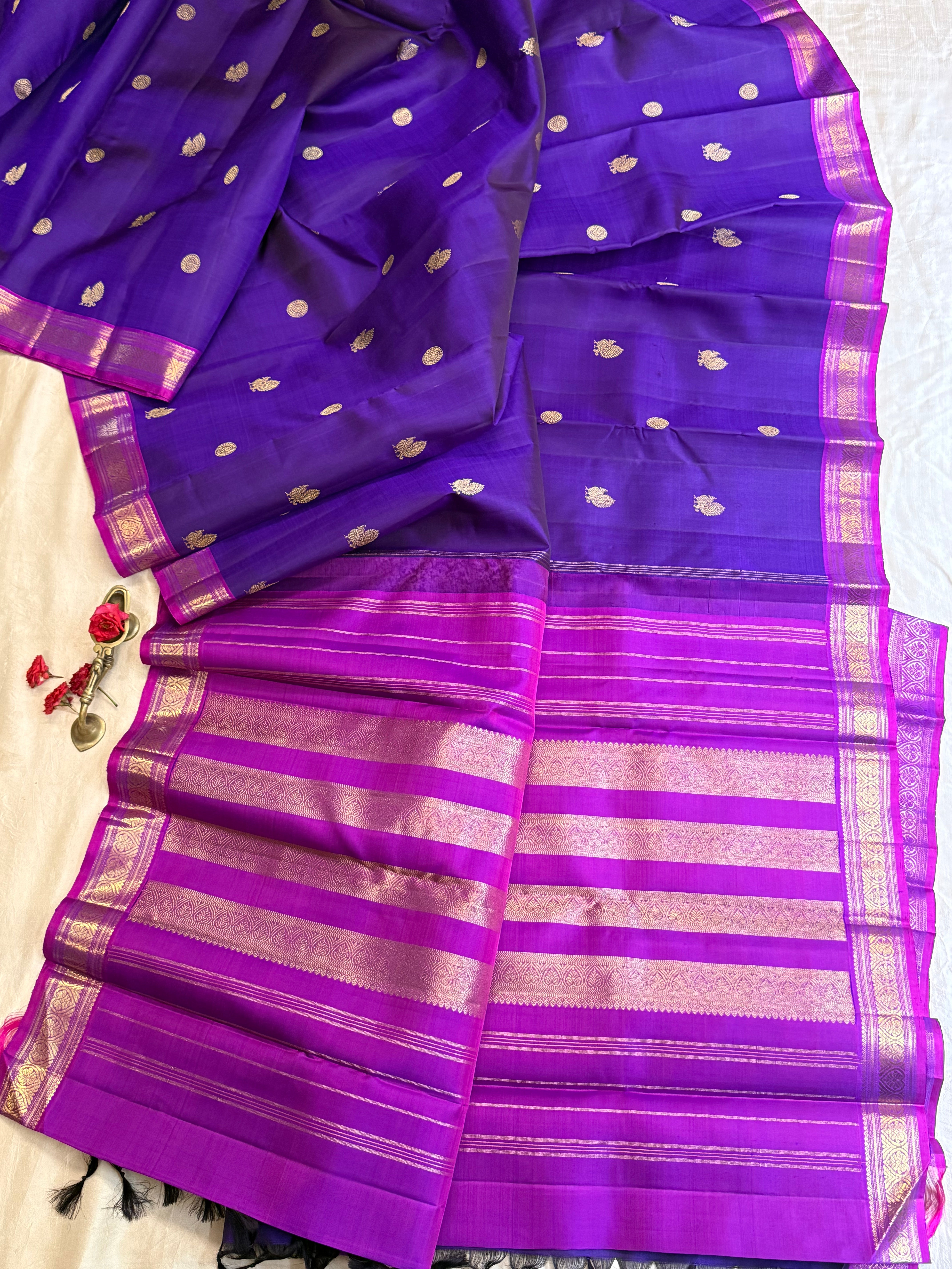Purplish blue and purple / Kanjipuram silk