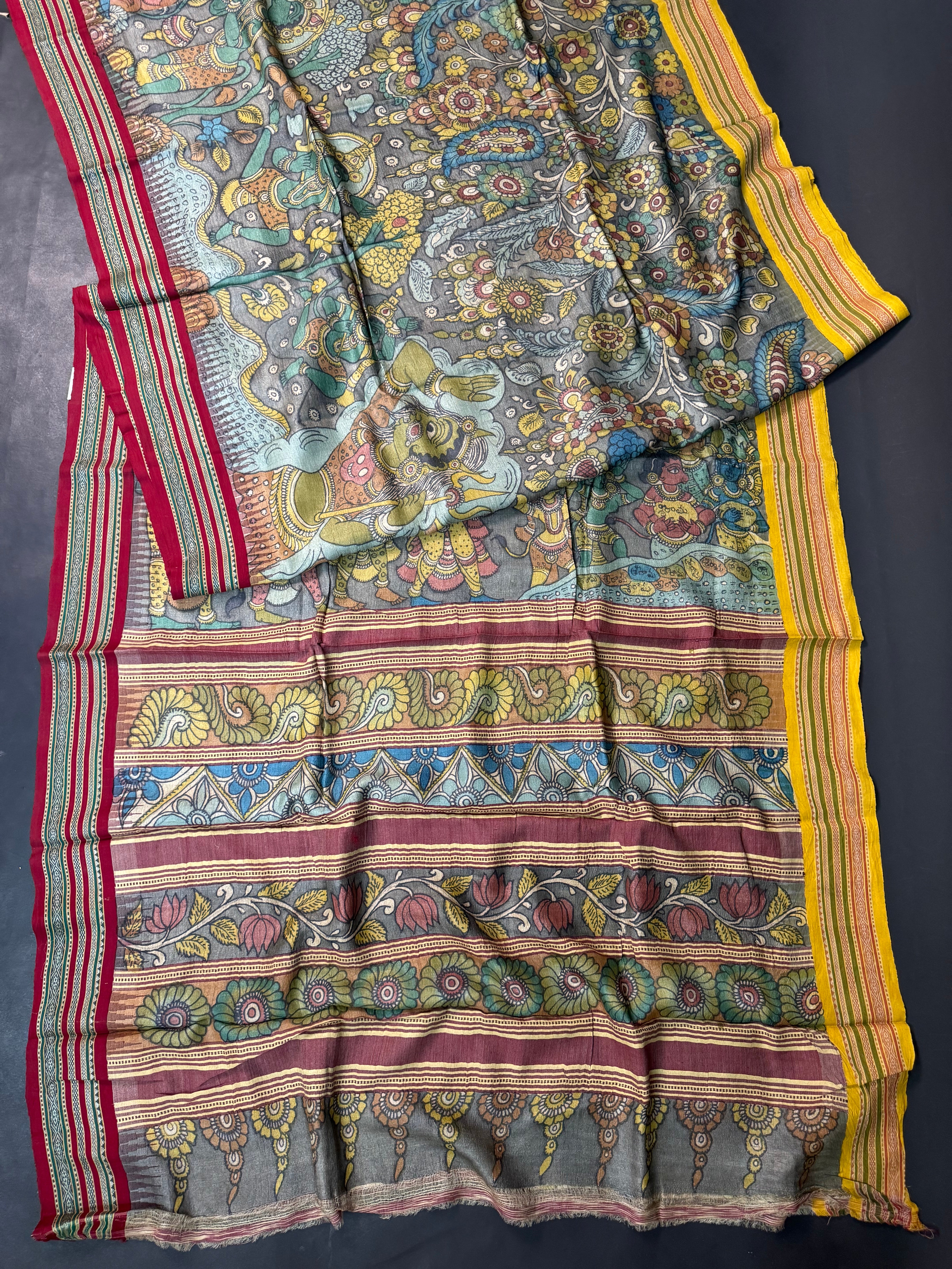 Pen kalamkari Vidharba Tussar Saree