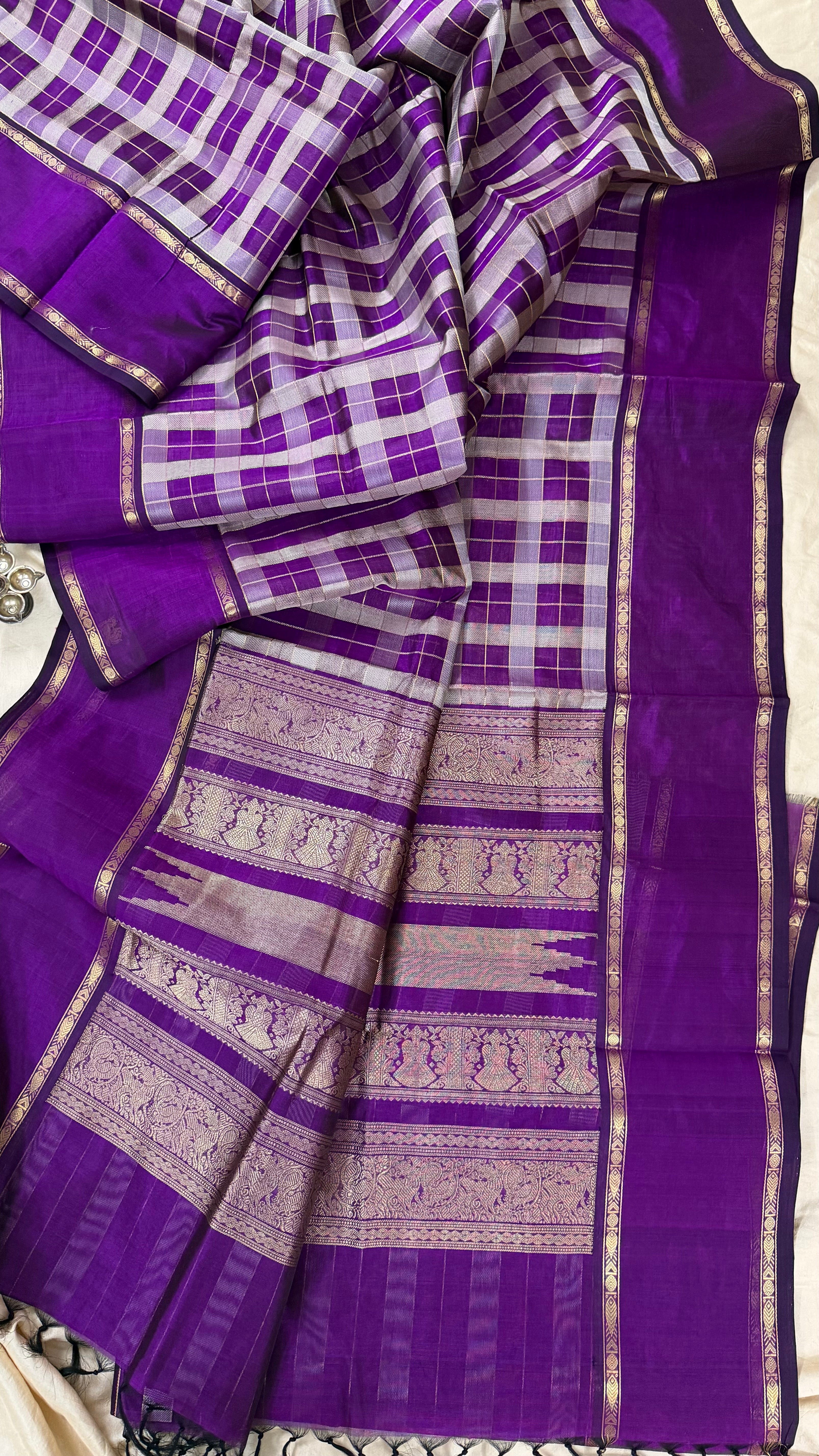 Chettinad Kattam purple     / Premium Silk Cotton CLSA5166