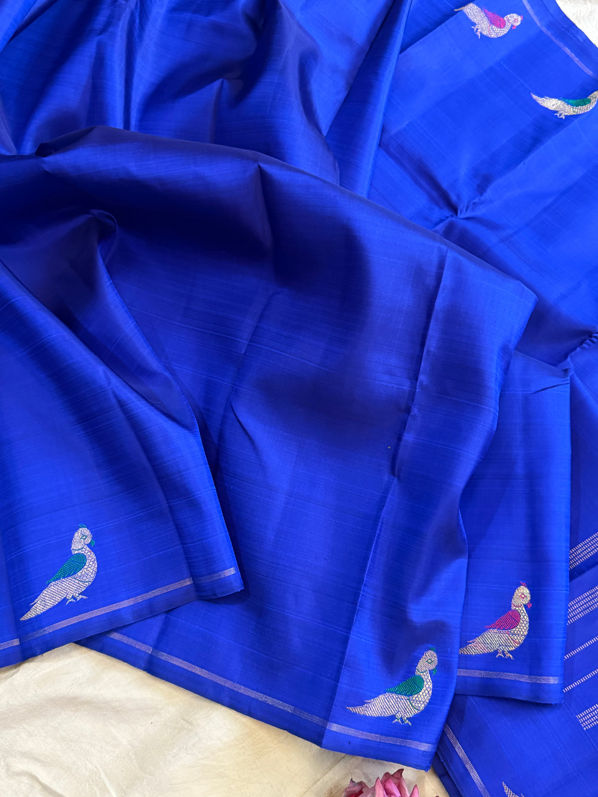 Ms blue Kili saree simple pure Zari Kanjipuram clsa12699