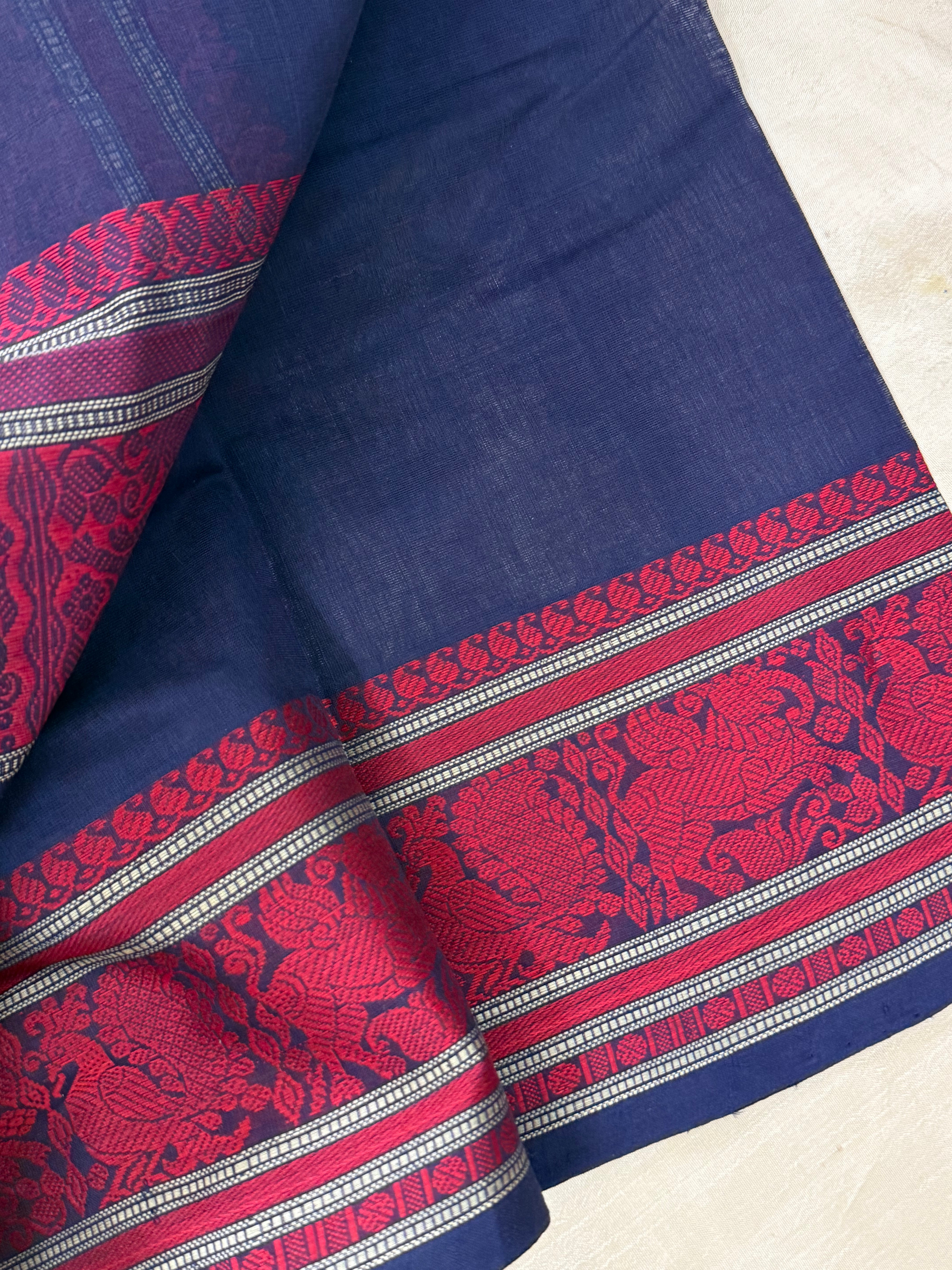 Dark blue and red / Kanchi Cotton