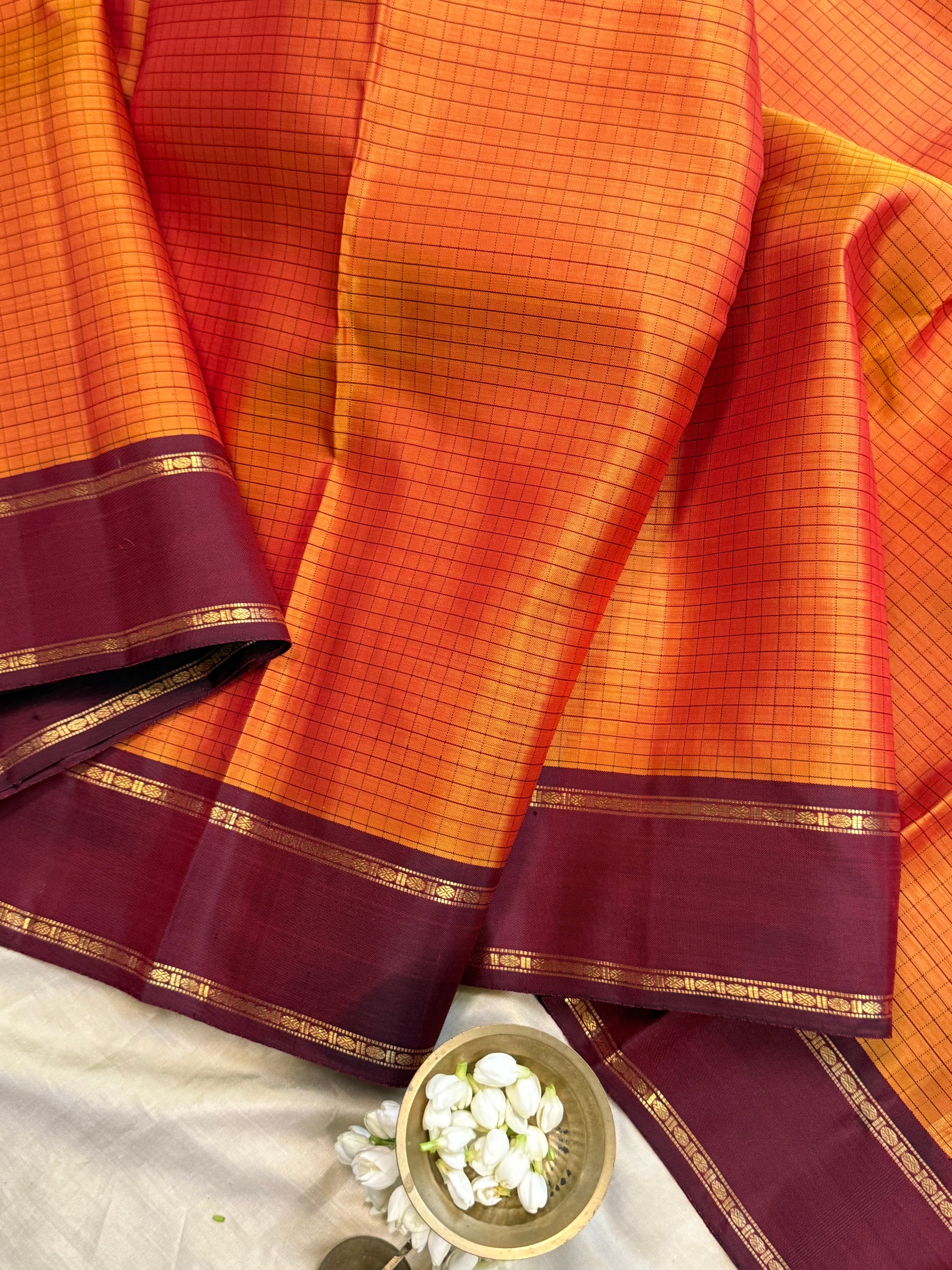 Simha and deep Araku kattam - kili pallu/ Kanjipuram silk