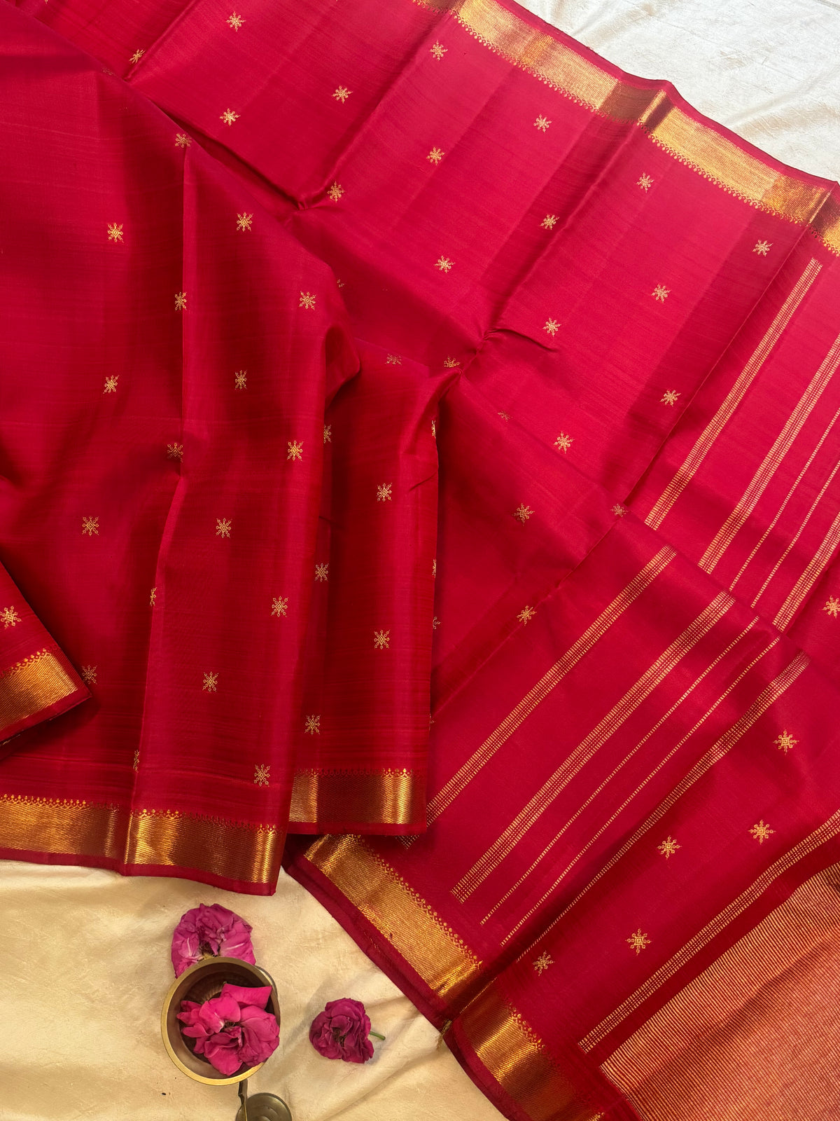 Red small border kanjipuram silk clsa11949