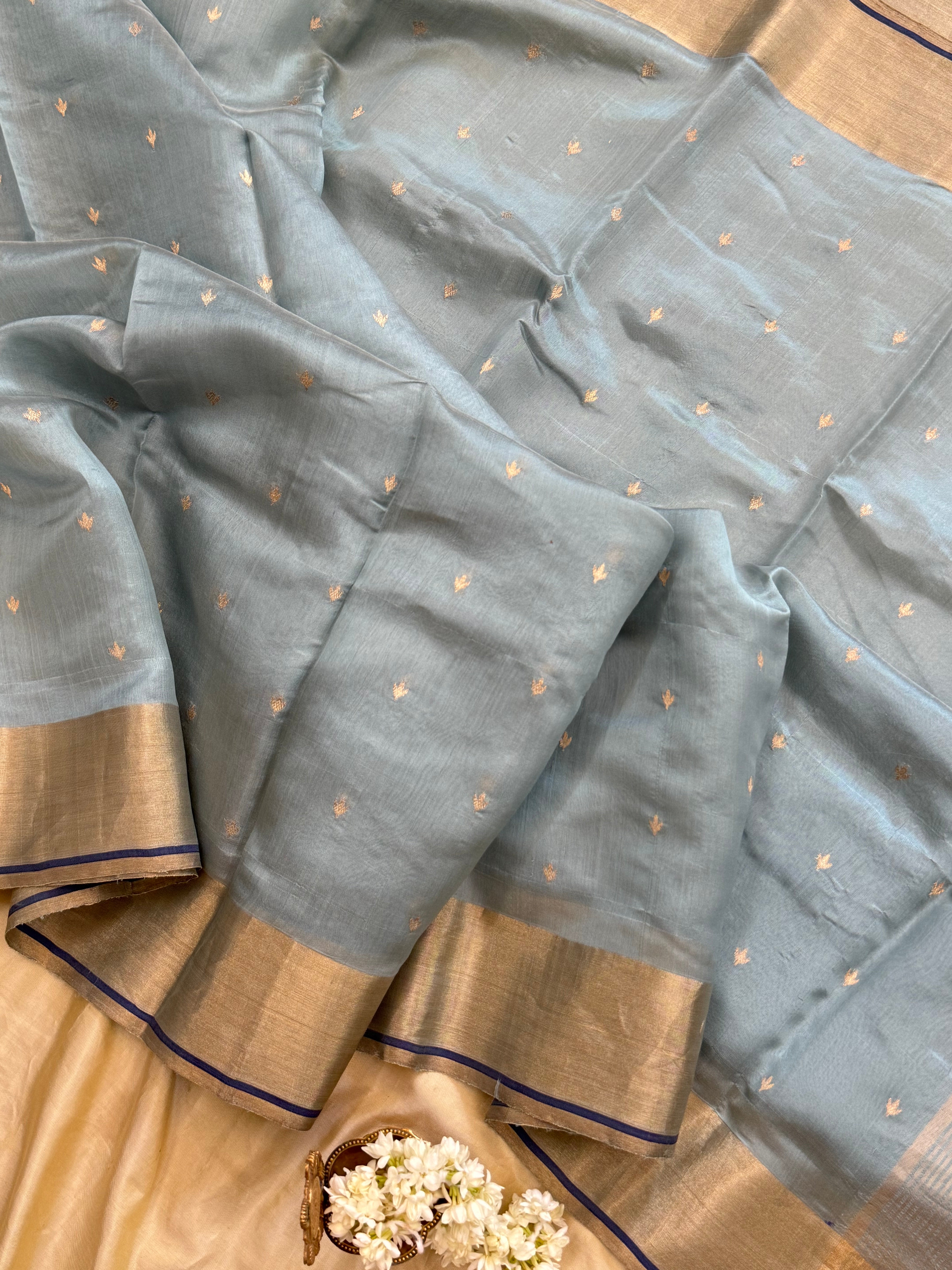 Powder blue small butta / Chanderi silk CLSA10876