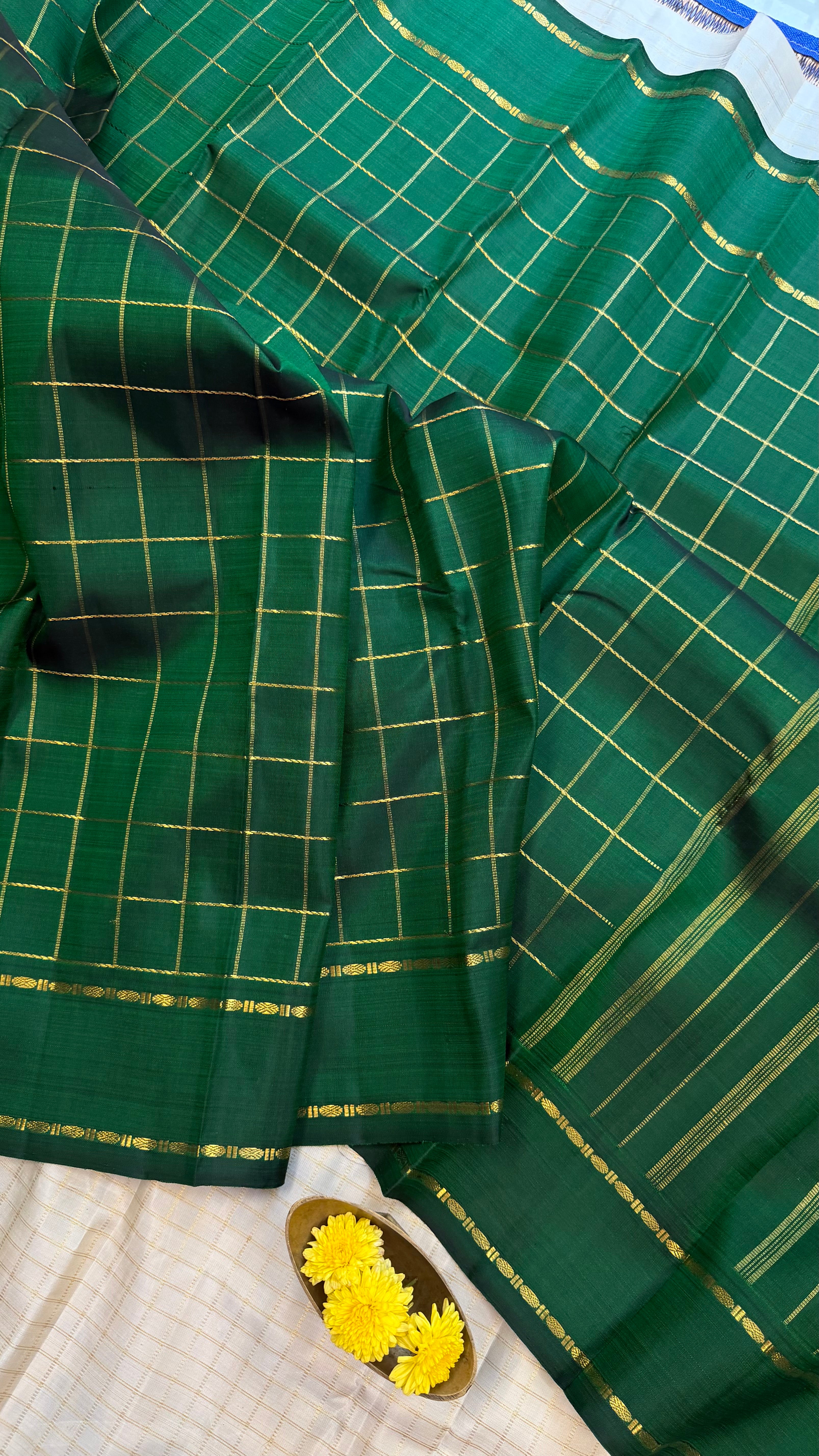 Vintage style Zari Kattam Kanjipuram silk