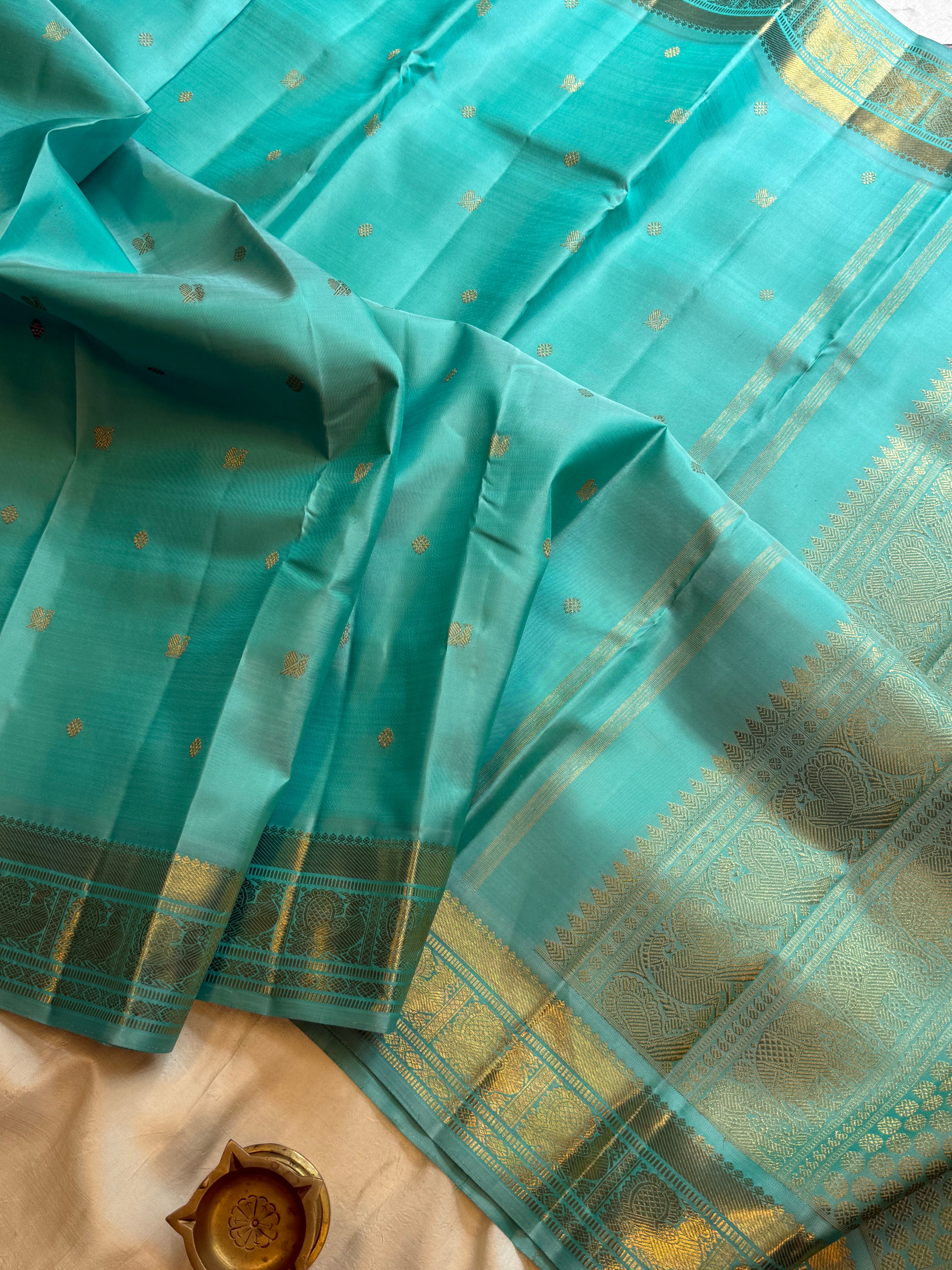 Aqua blue annam pet/ swapnam kanjipuram silk