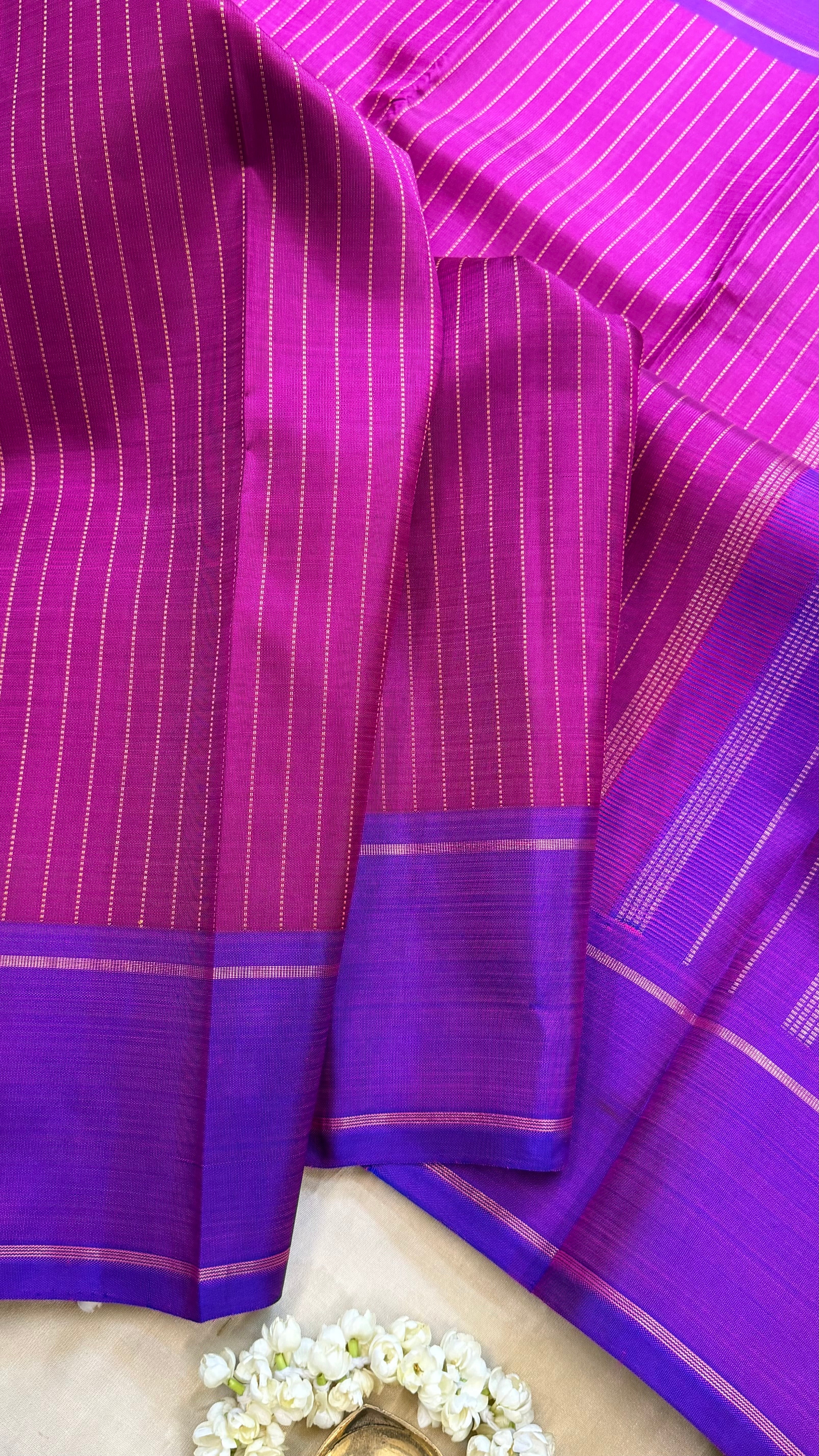 Magenta pink and purple / Kanjipuram silk