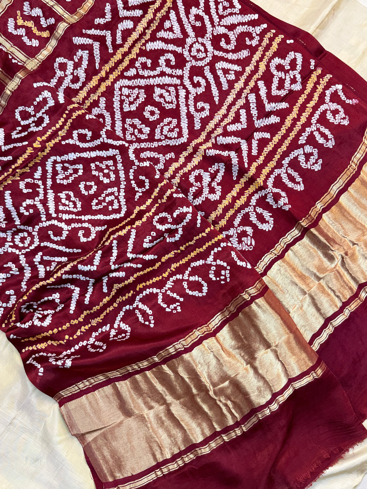 Brown bandhini and gajji silk saree clsa 11944
