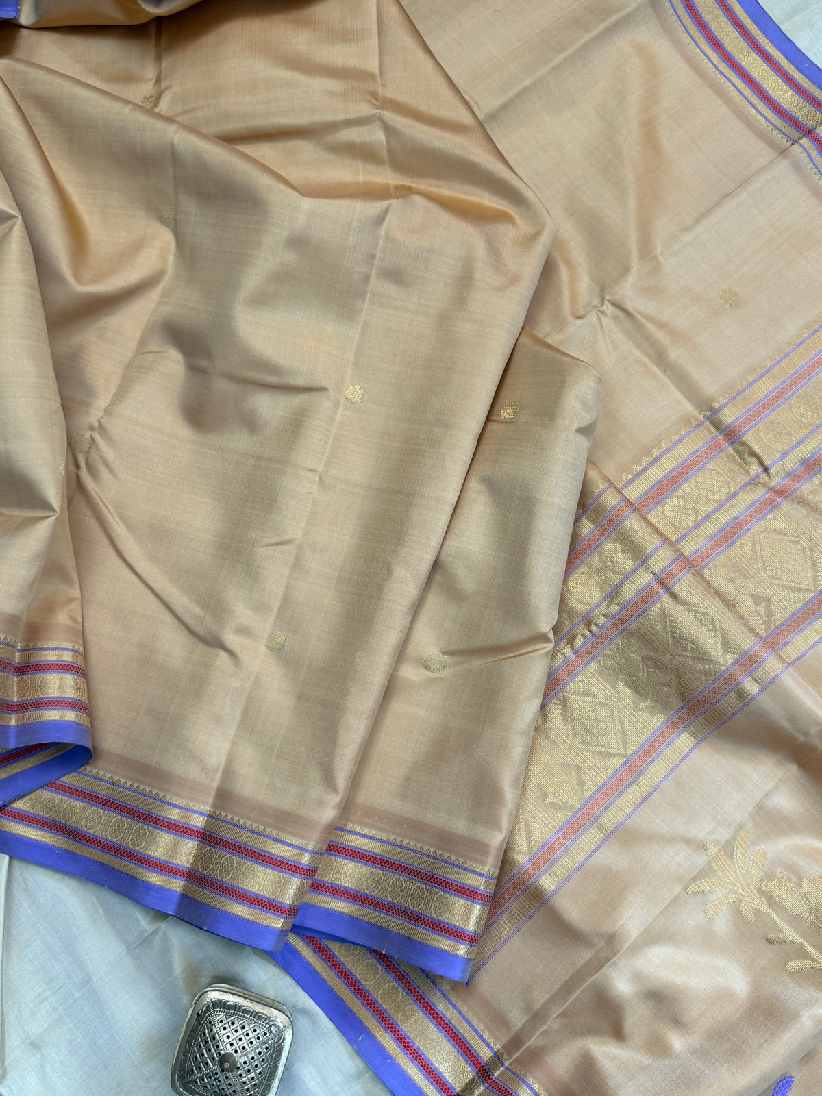 Special edition-sandal border with body Zari butta  silk saree/clsa 12545