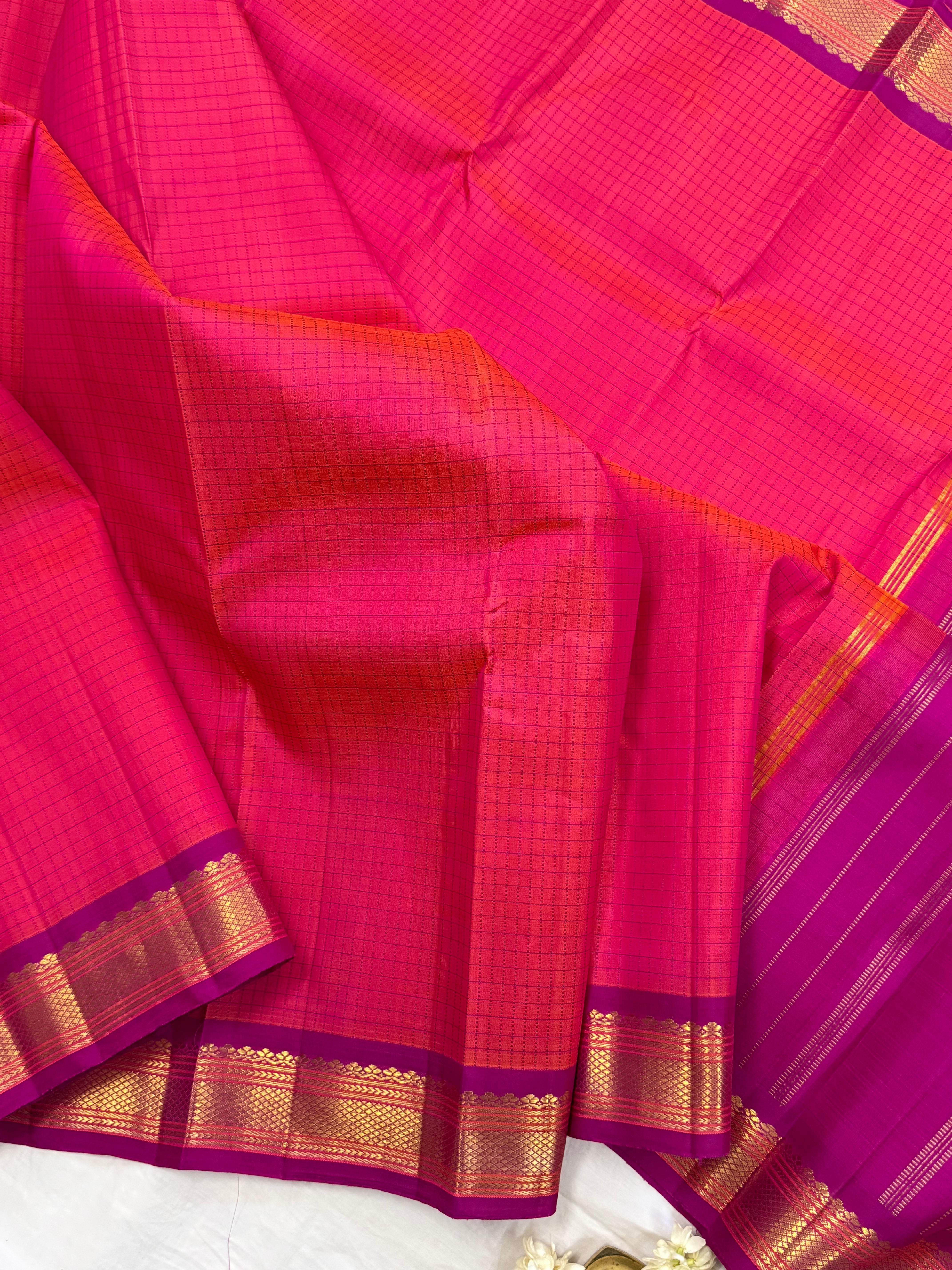 Pink shot purple kattam / Kanjipuram silk