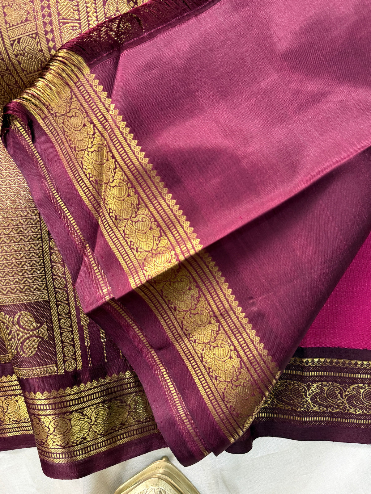 Deep Rose Pink beetu butta Korvai/ kanjipuram silk saree clsa 11429