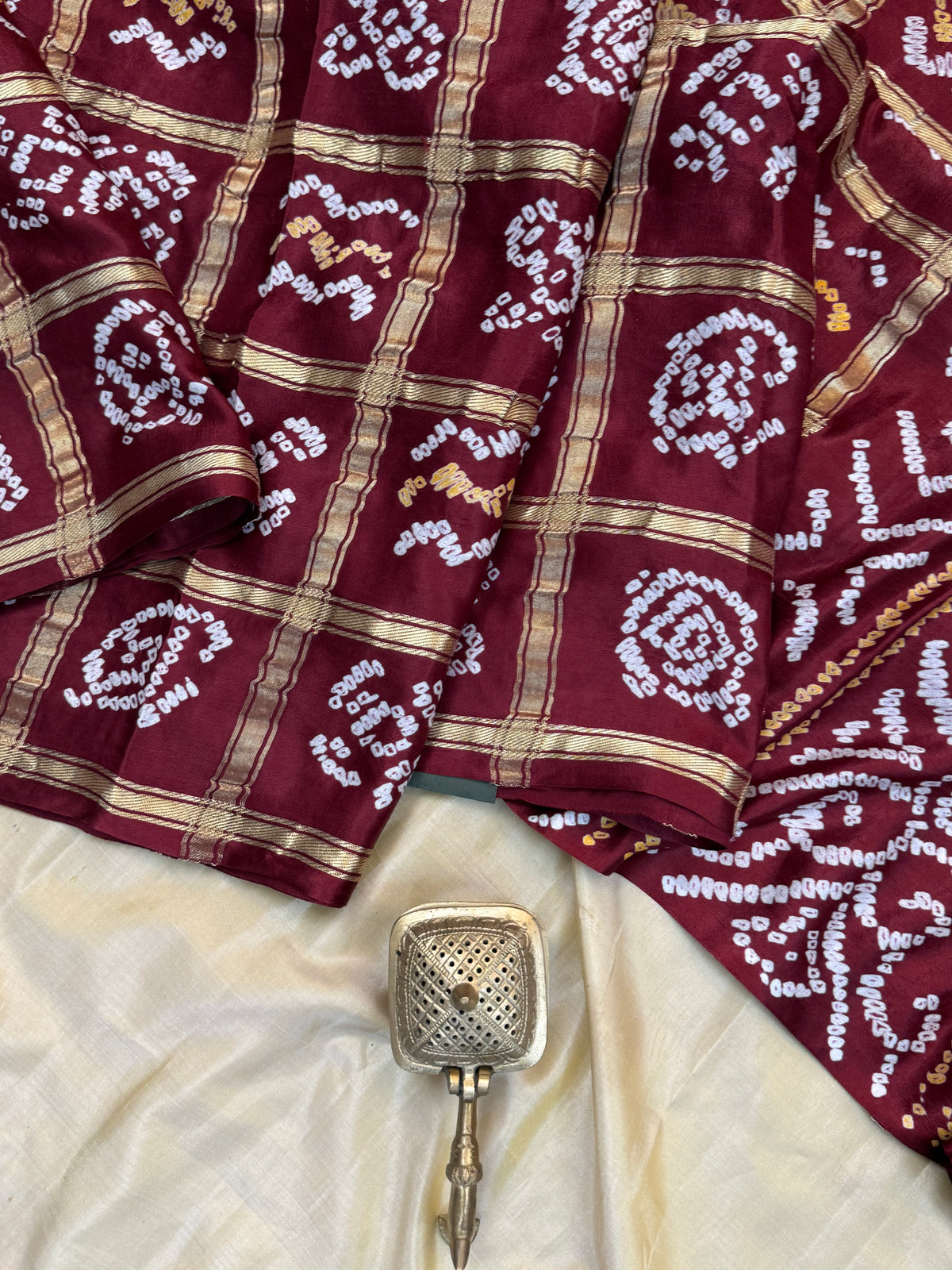 Brown bandhini and gajji silk saree clsa 11944