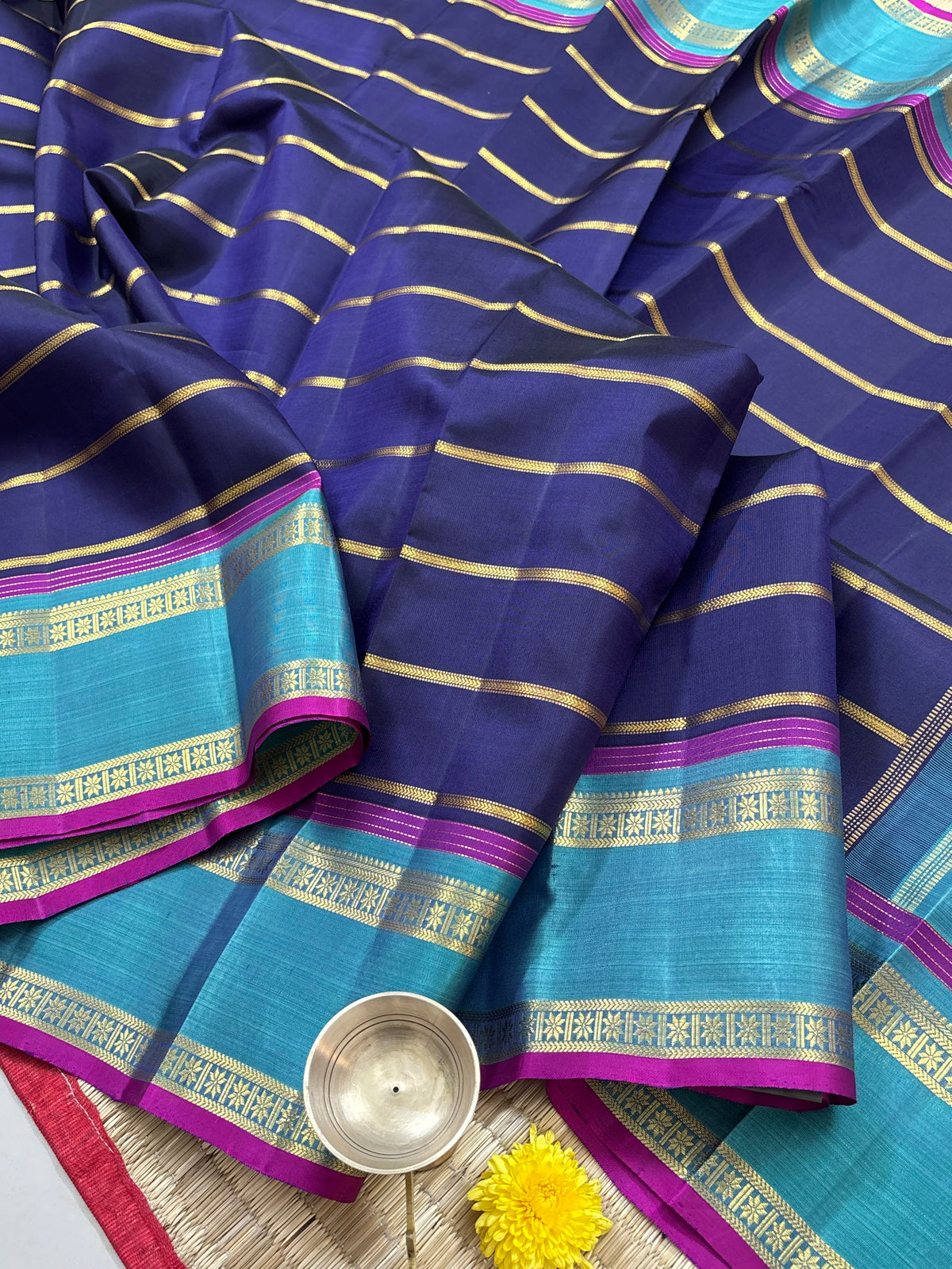 Blue with body veldhari retta pet pure zari kanjipuram / silk saree clsa 12313