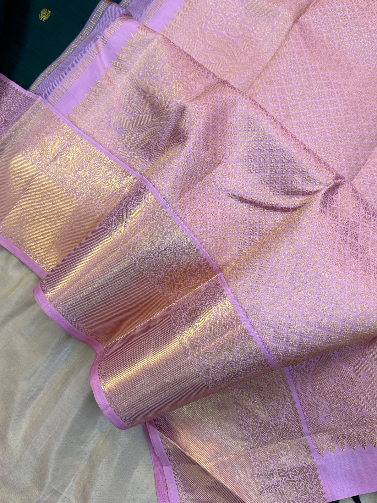 Green Zari butta Korvai/Aarani silk saree clsa 11089