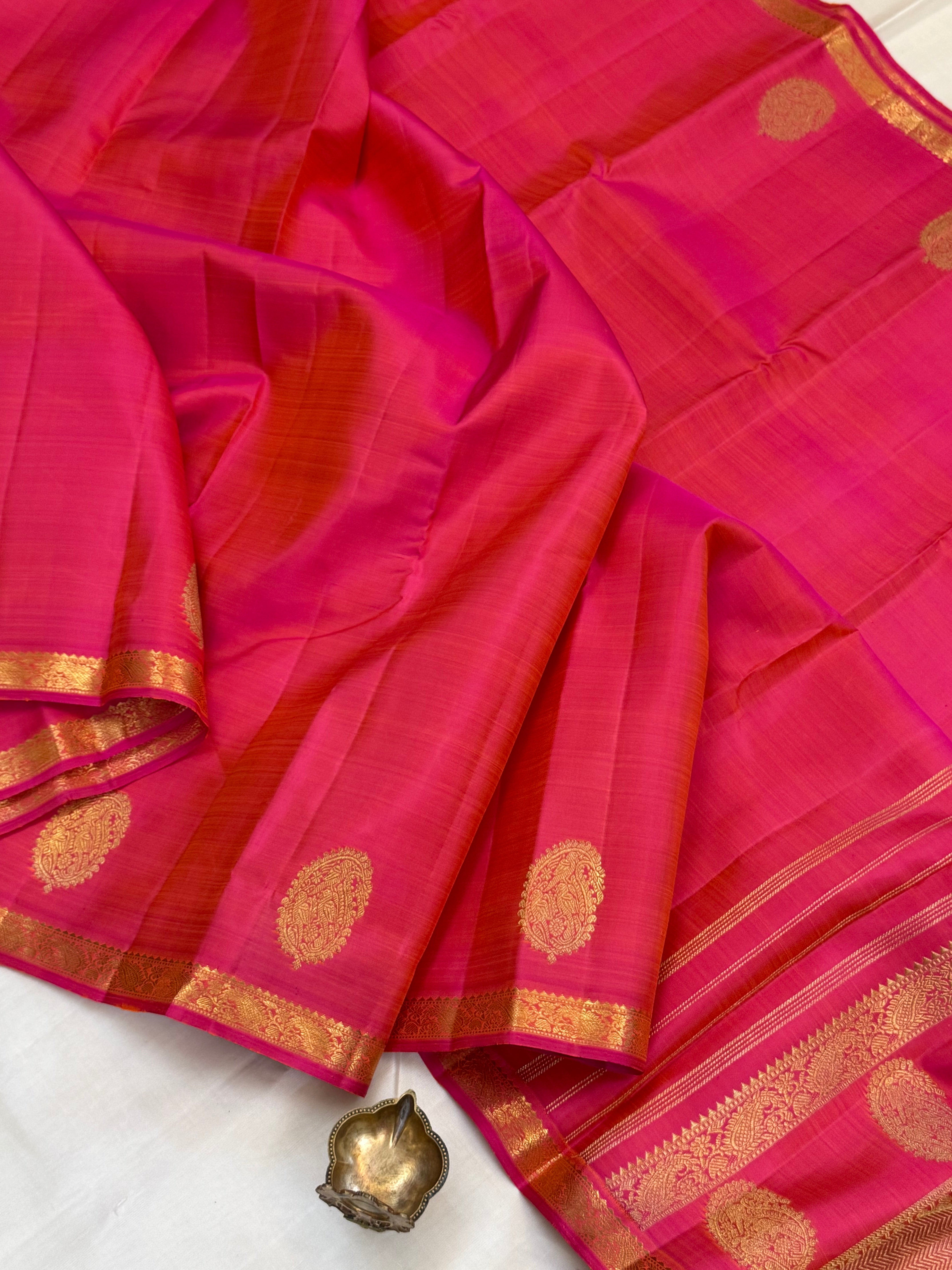 Peach pink 2g simple Kanjipuram silk CLSA11017