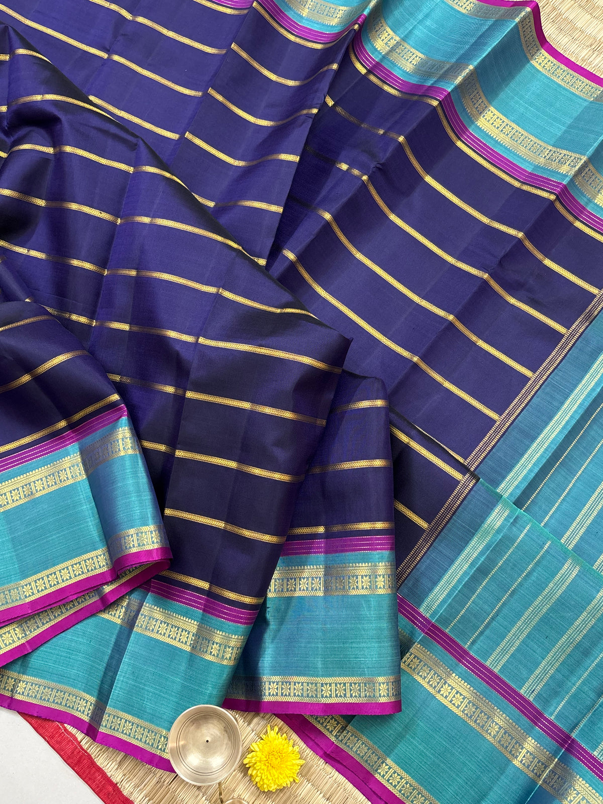 Blue with body veldhari retta pet pure zari kanjipuram / silk saree clsa 12313
