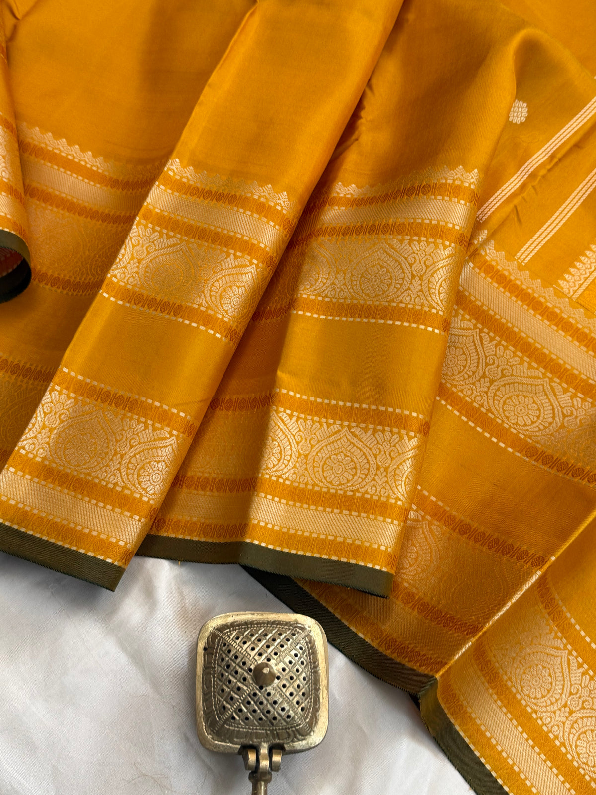 Mustard Yellow unique kili pallu / Special edition kanjipuram silk