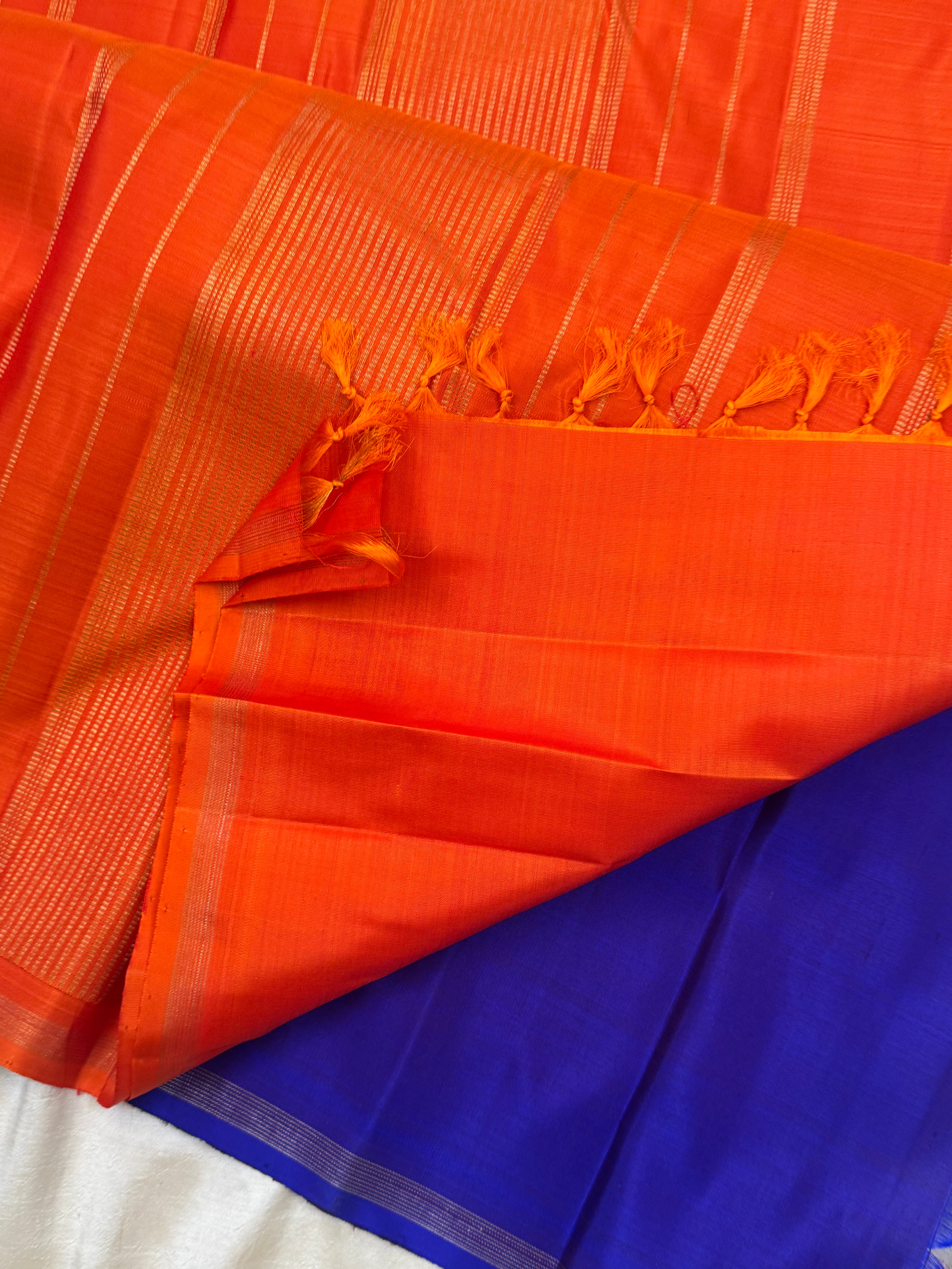 Malli moggu dual tone blue  / Kanjipuram silk