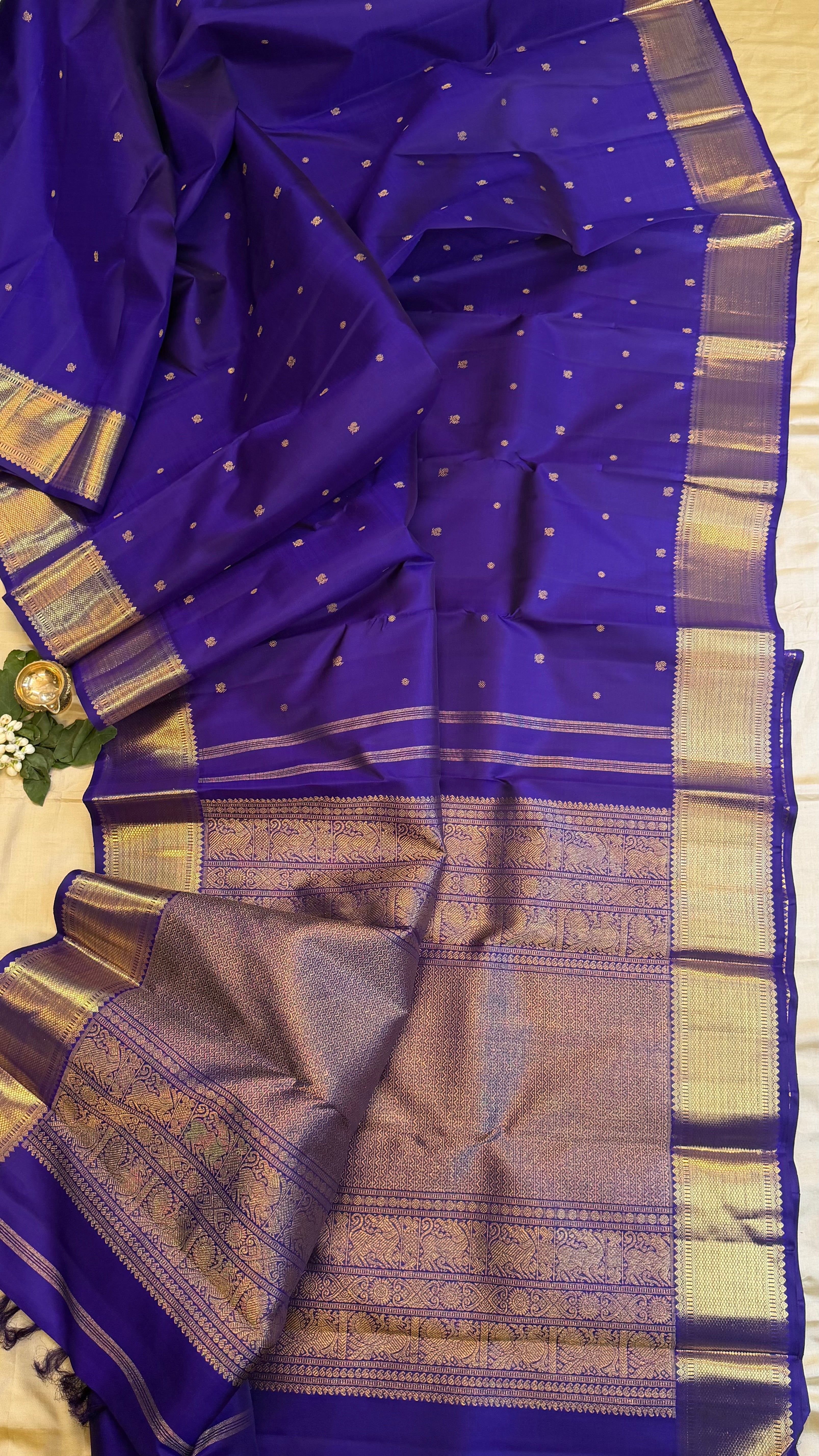 Purplish blue getti border/ kanjipuram silk
