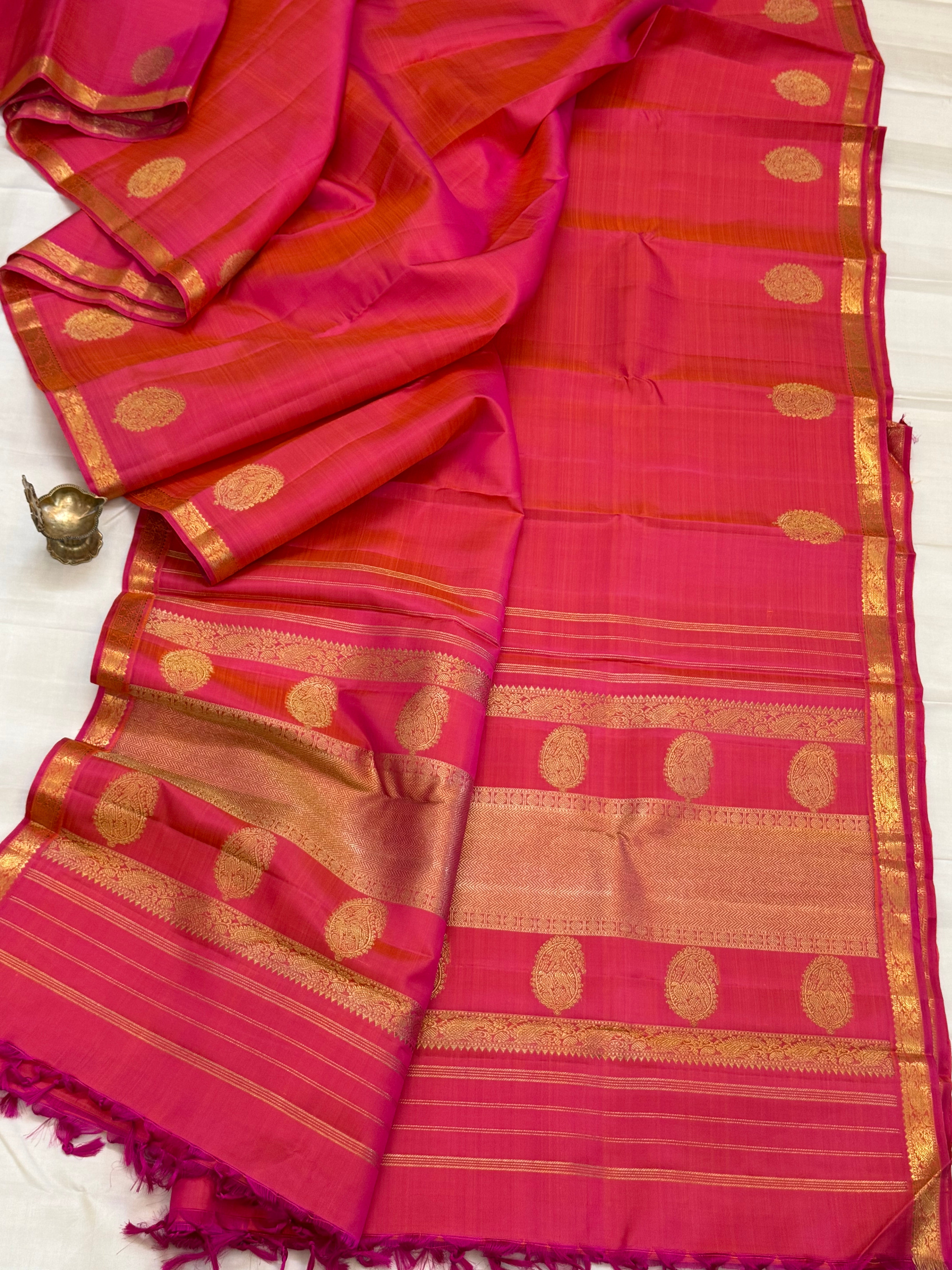 Peach pink 2g simple Kanjipuram silk CLSA11017