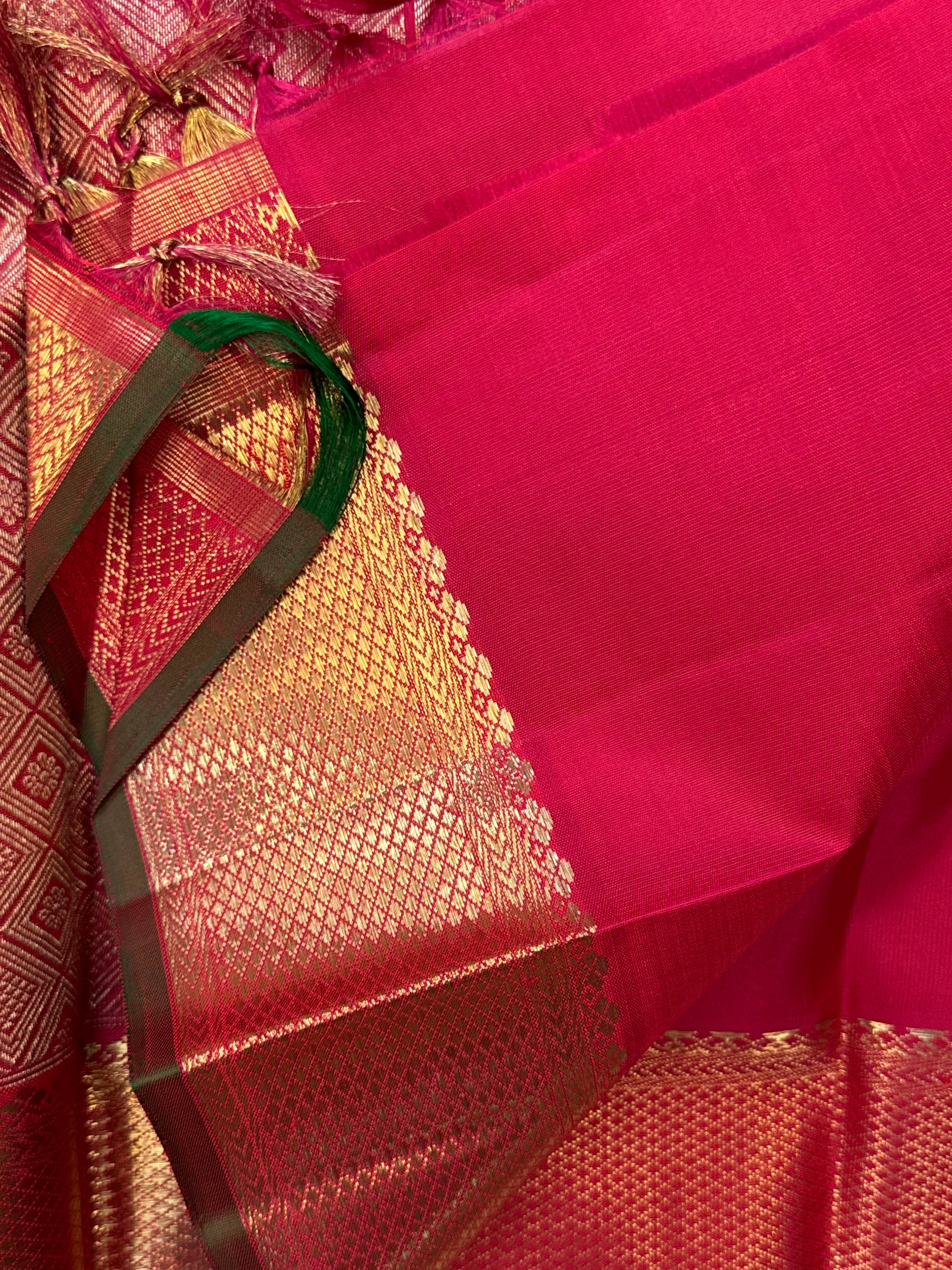 Pinkish red zari oosivanam / Kanjipuram silk CLSA7775