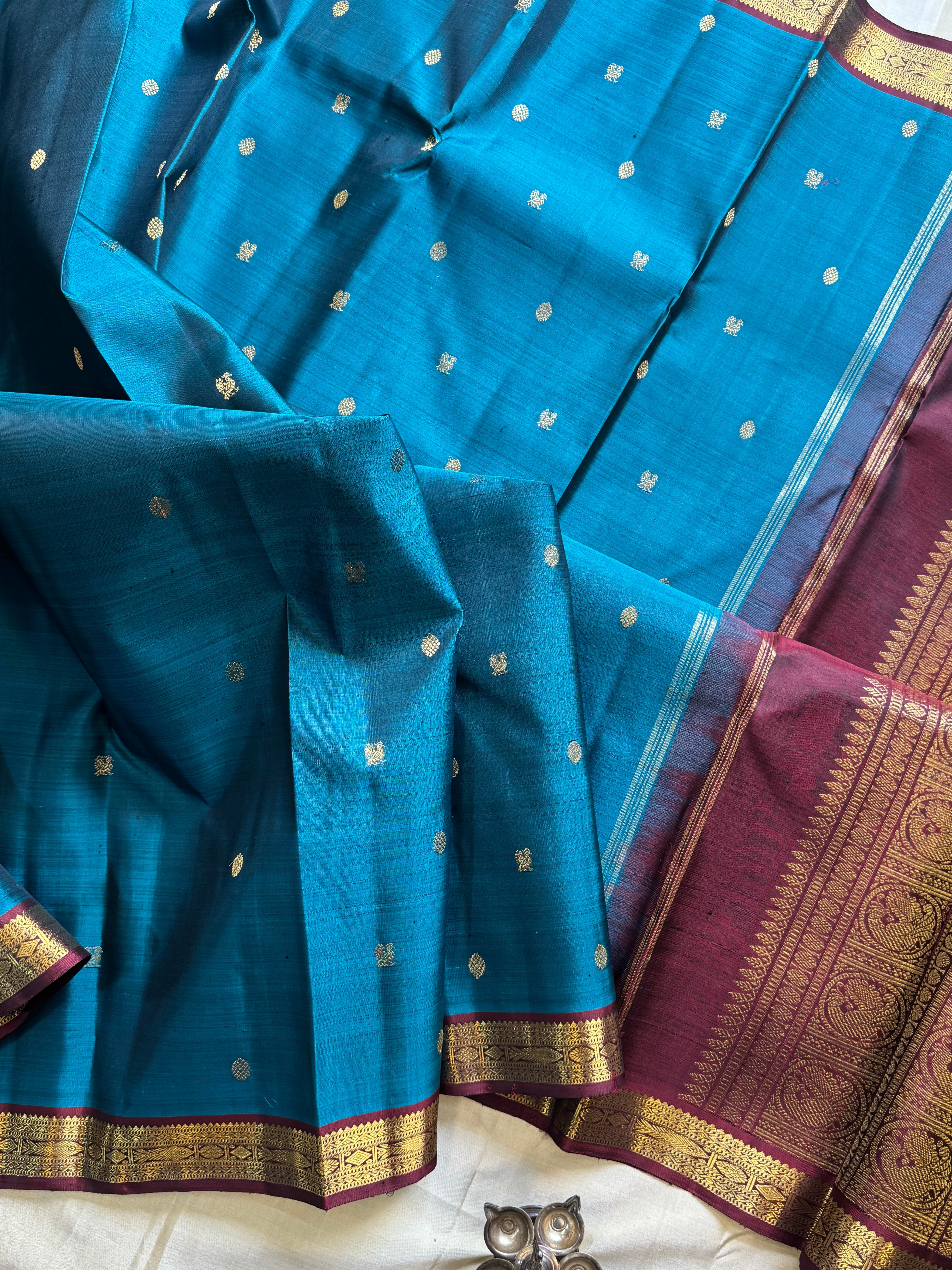 Rama blue small pet  kanjipuram silk