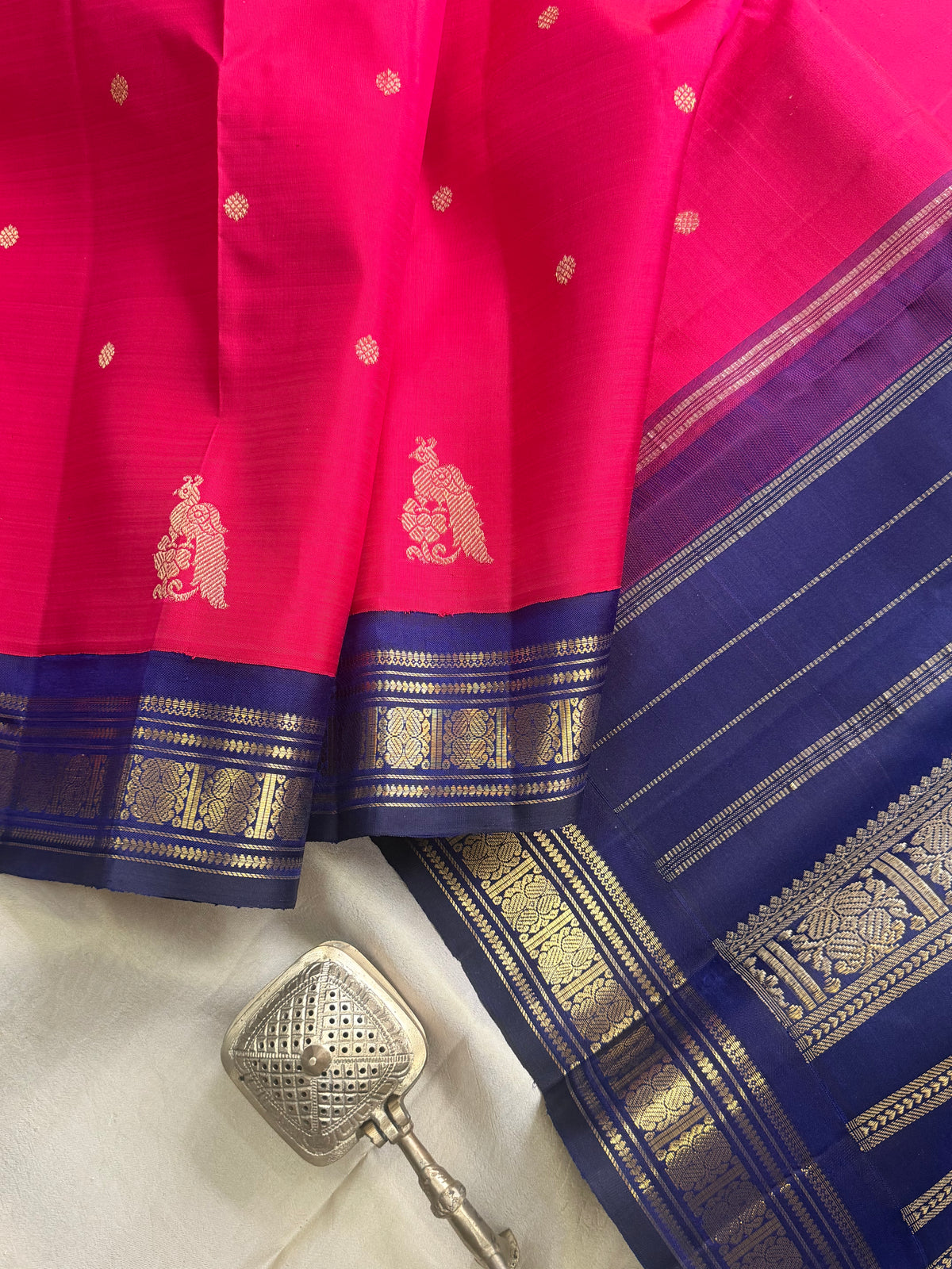 Dark pink beetu Butta Kai Korvai Kanjipuram silk