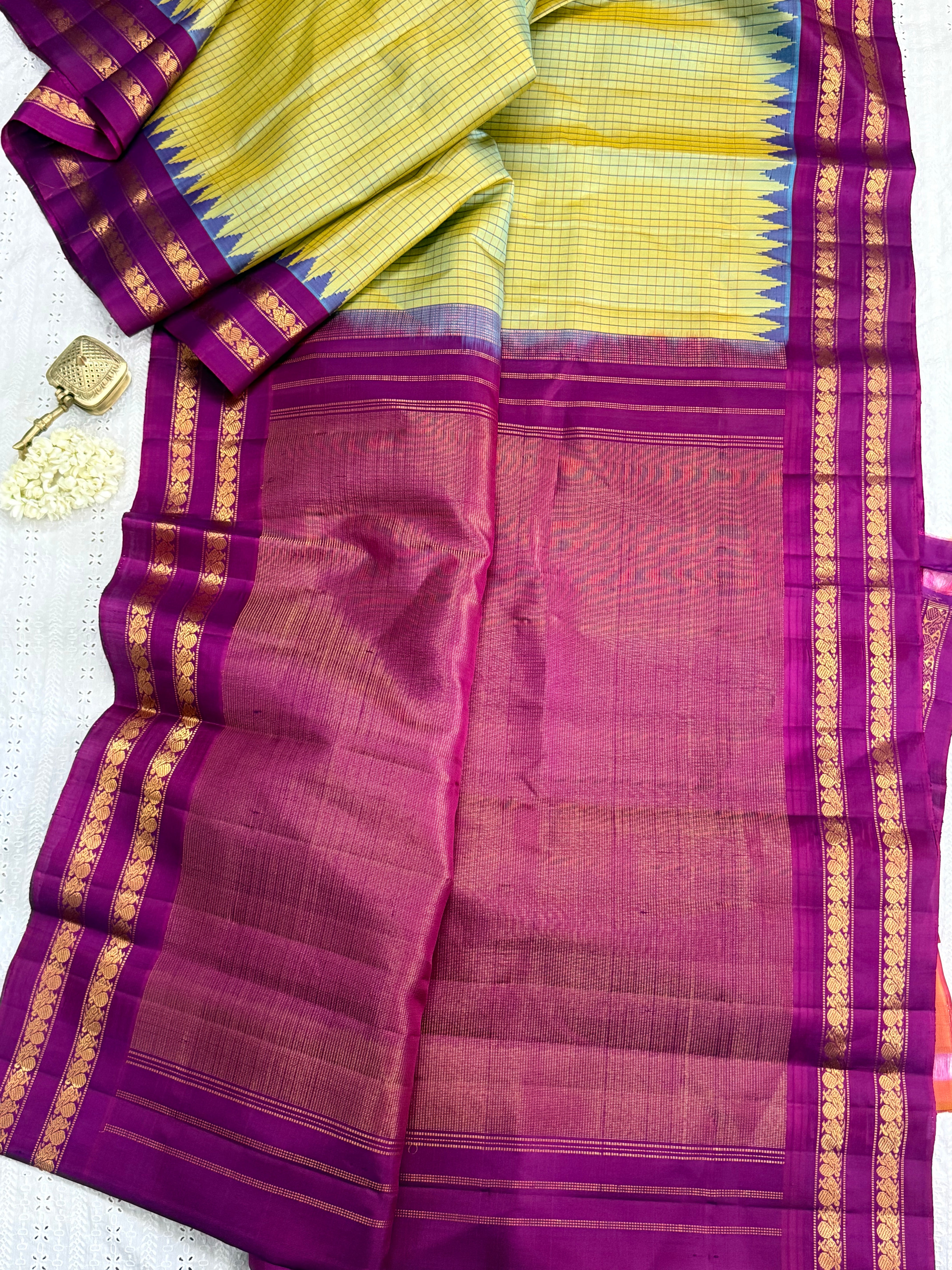 Green shot purple kattam / Gadwal silk CL10310