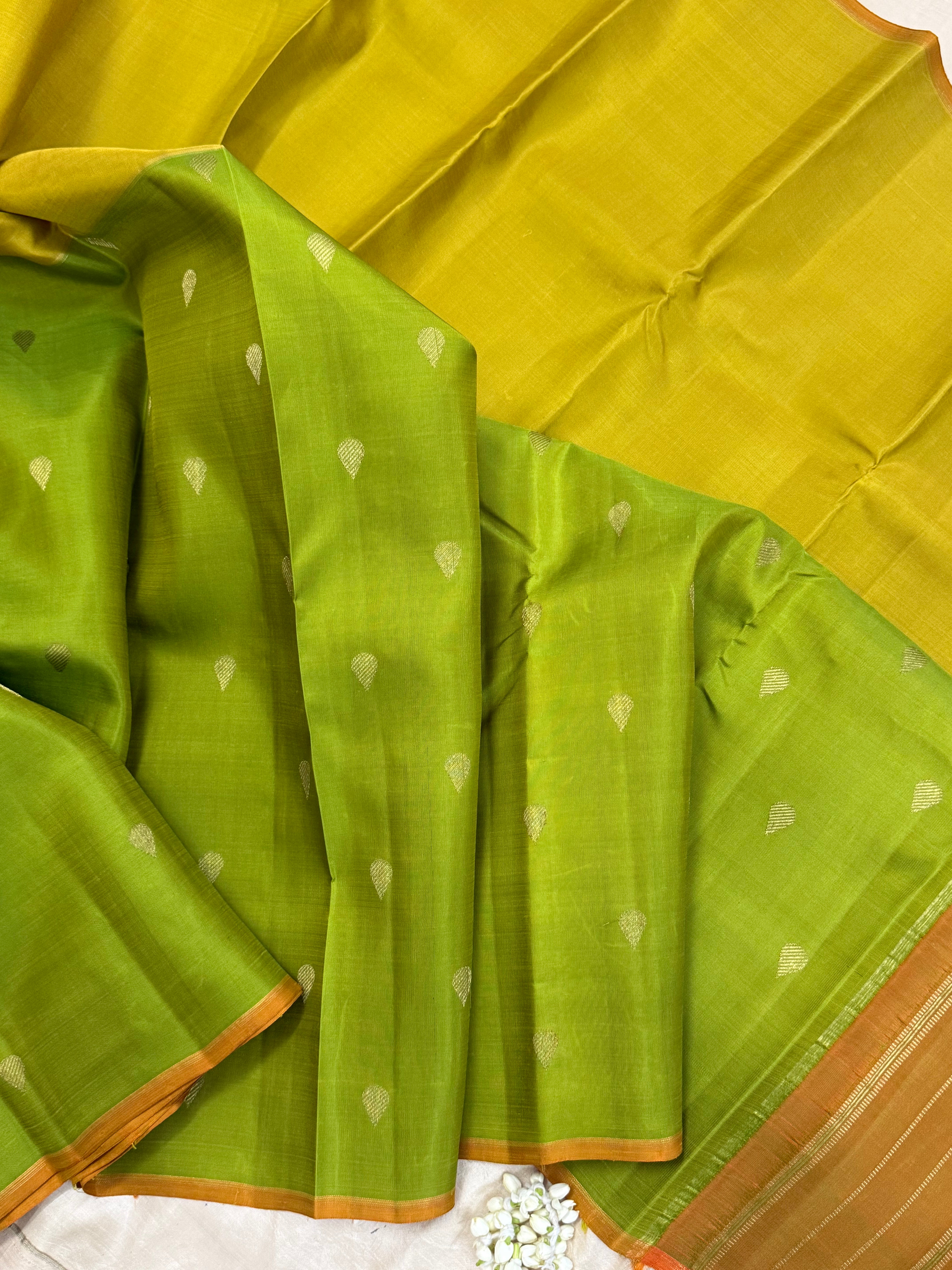 Green half an half / Kanjipuram silk