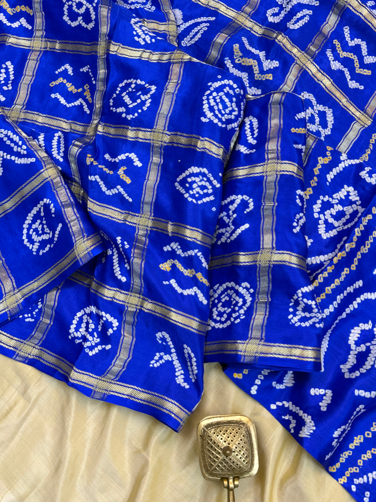 Ms blue bandhini and gajji silk saree clsa 11942