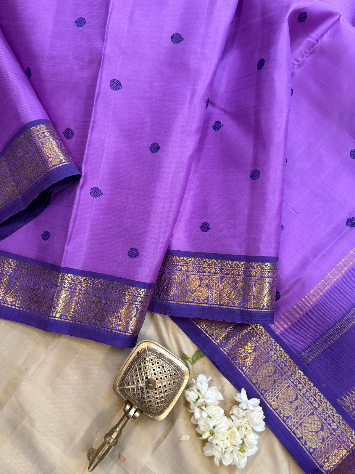 Lavender small border / Kanjipuram silk saree clsa 11442