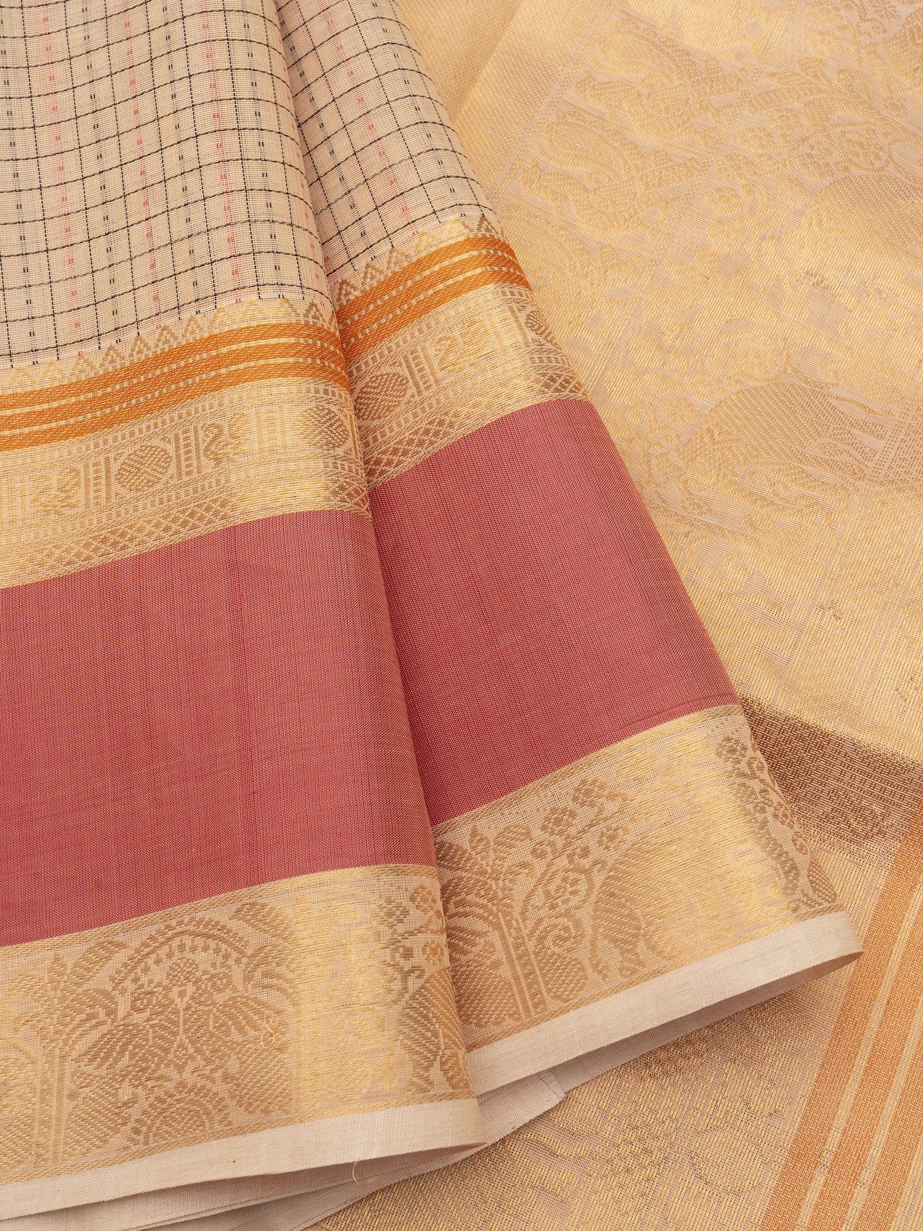 Creme lakshambutta butta / Silk Cotton Saree CLSA7273