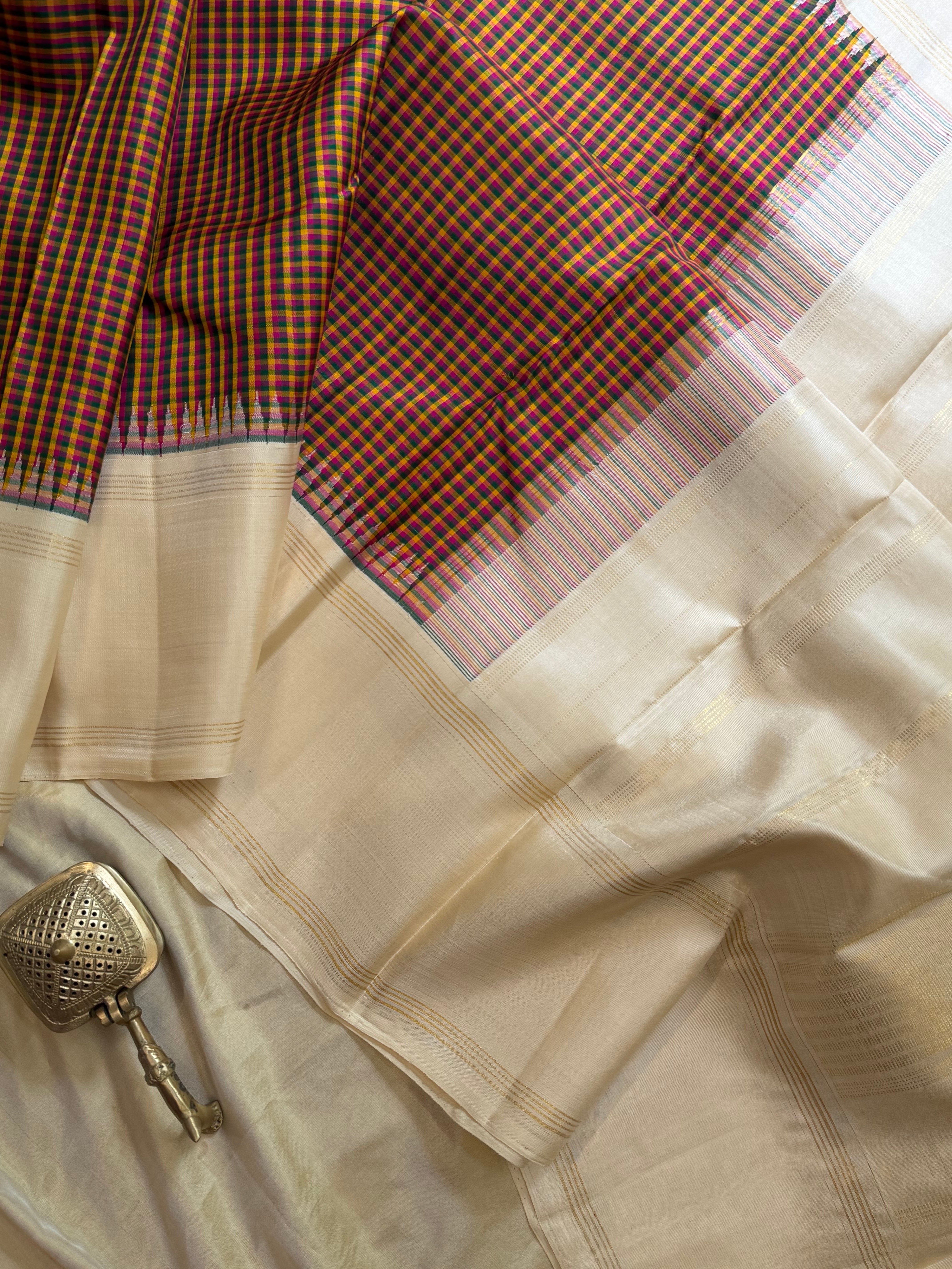 Multi color Kattam Korvai / Arani silk