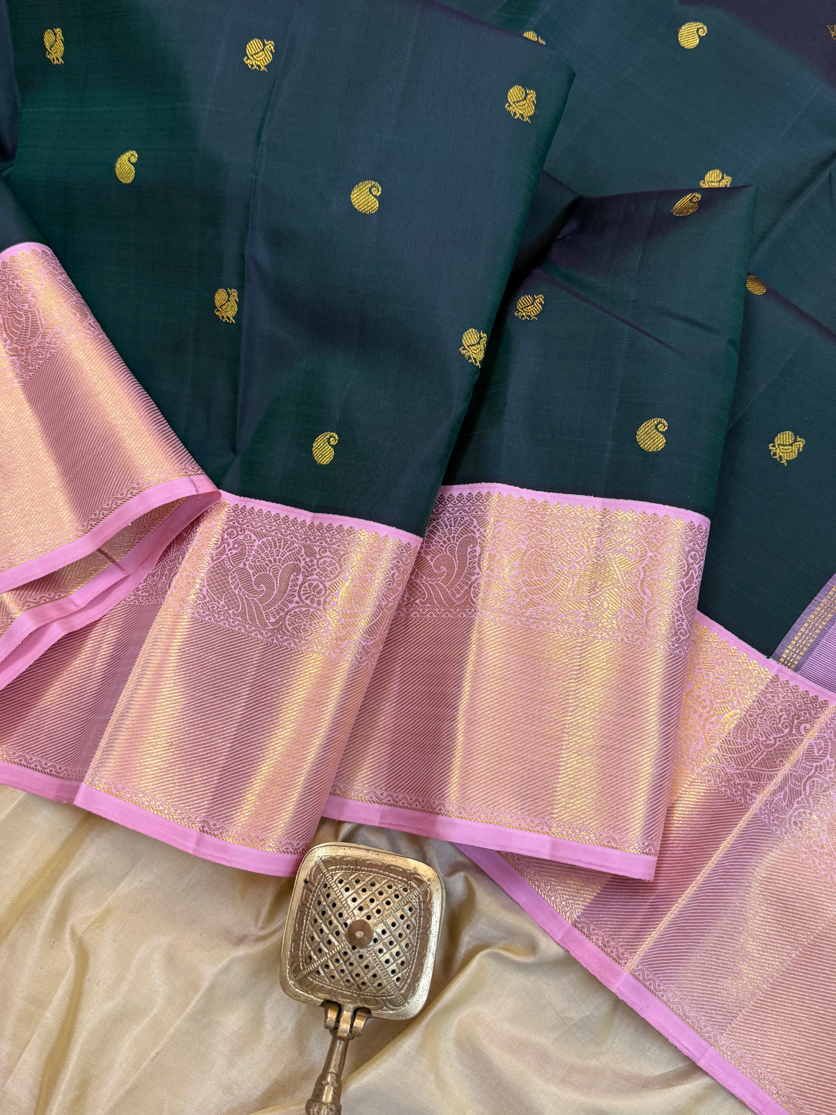 Green Zari butta Korvai/Aarani silk saree clsa 11089