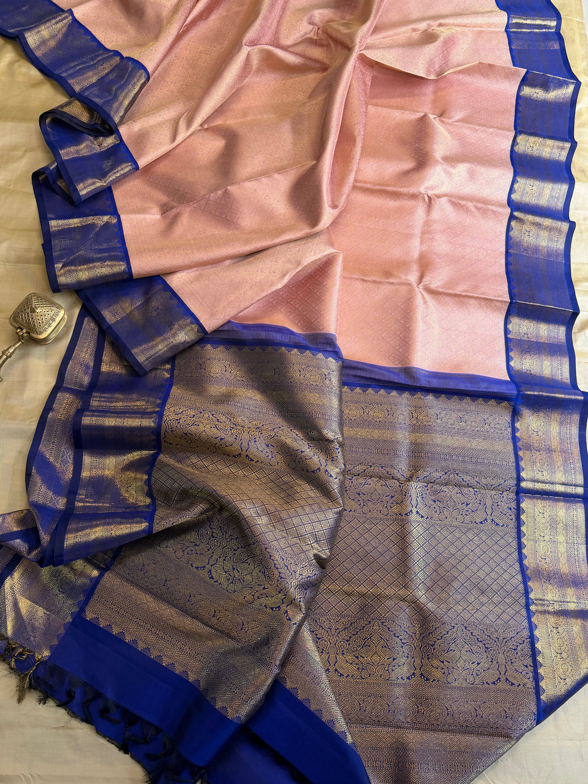 Bridal-body checks and annam zari butta Korvai / Kanjipuram silk saree clsa 4265