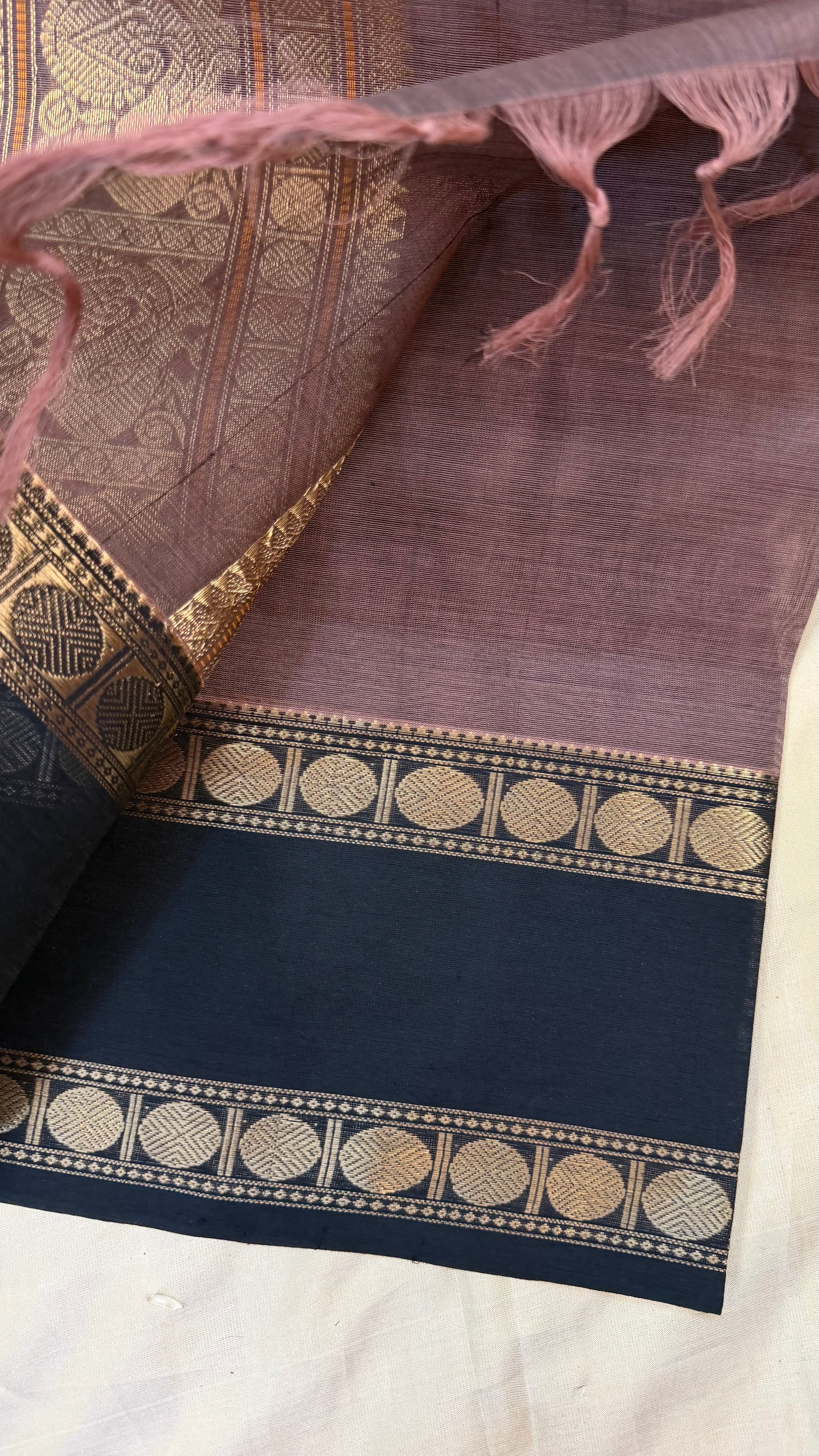 Brown and black rettapet/ Silk Cotton
