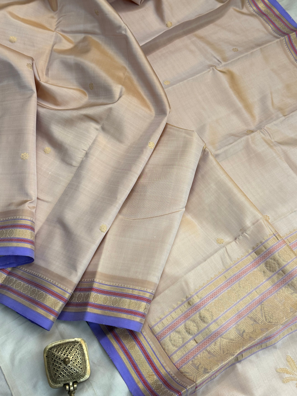 Dusky blush pink and lavender unique tree komatha pallu / Special edition kanjipuram silk