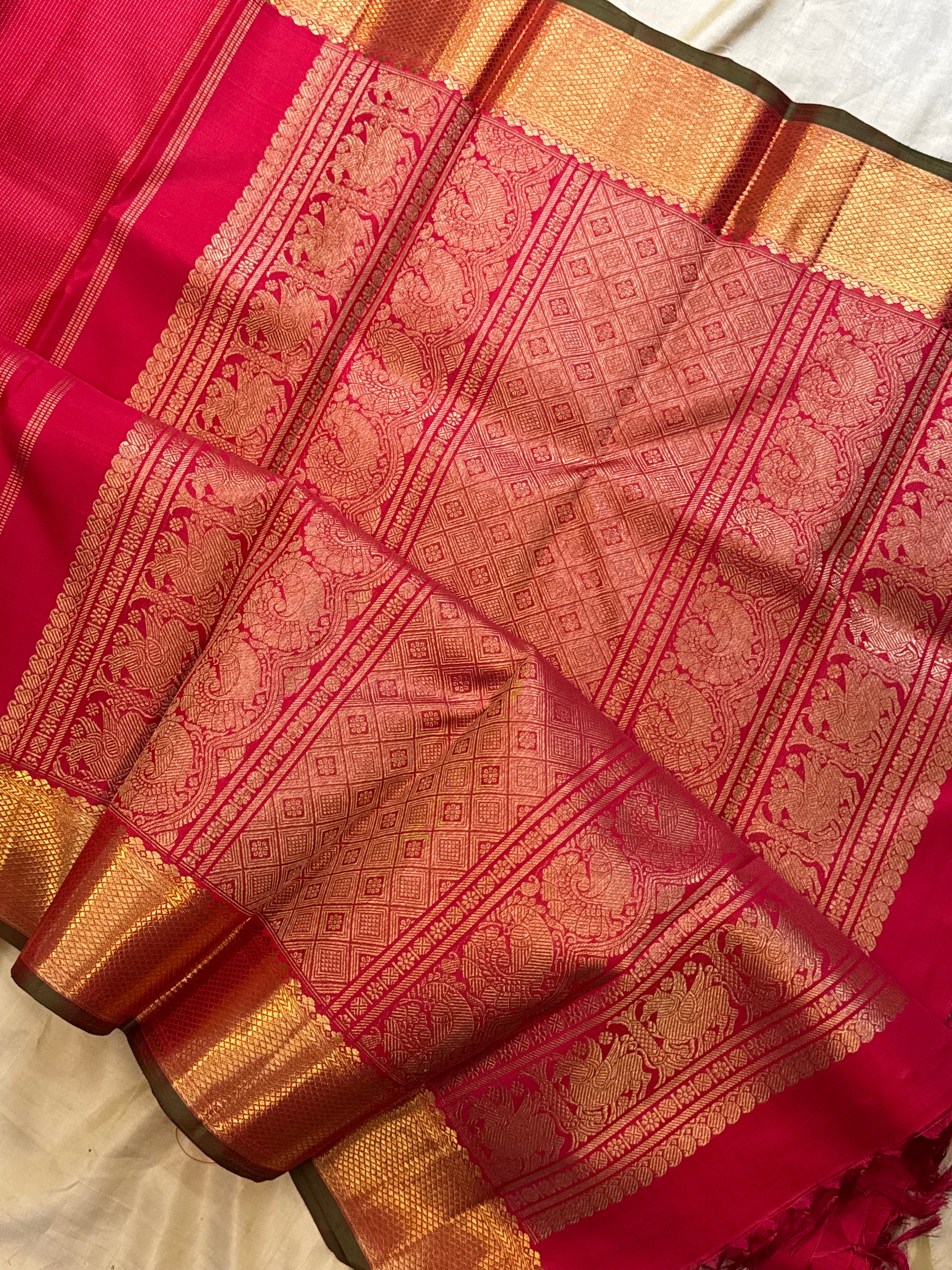 Pinkish red zari oosivanam / Kanjipuram silk CLSA7775