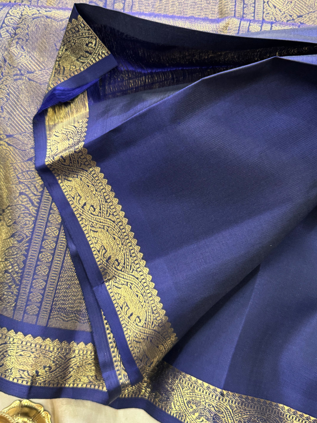 Midnight Blue with small border pure zari/kanjipuram silk saree 12740