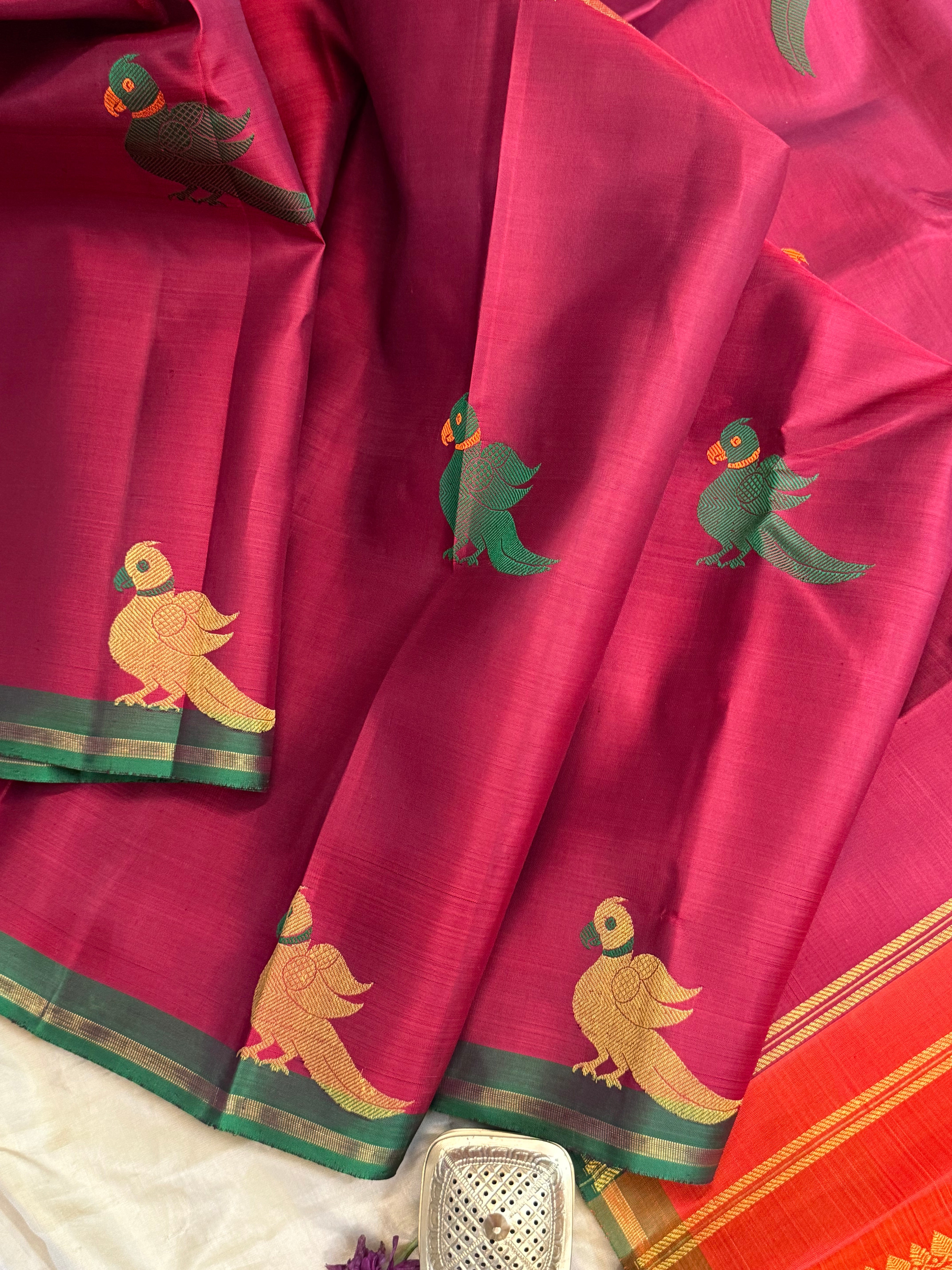Araku meenakari kili butta/ Kanjipuram silk