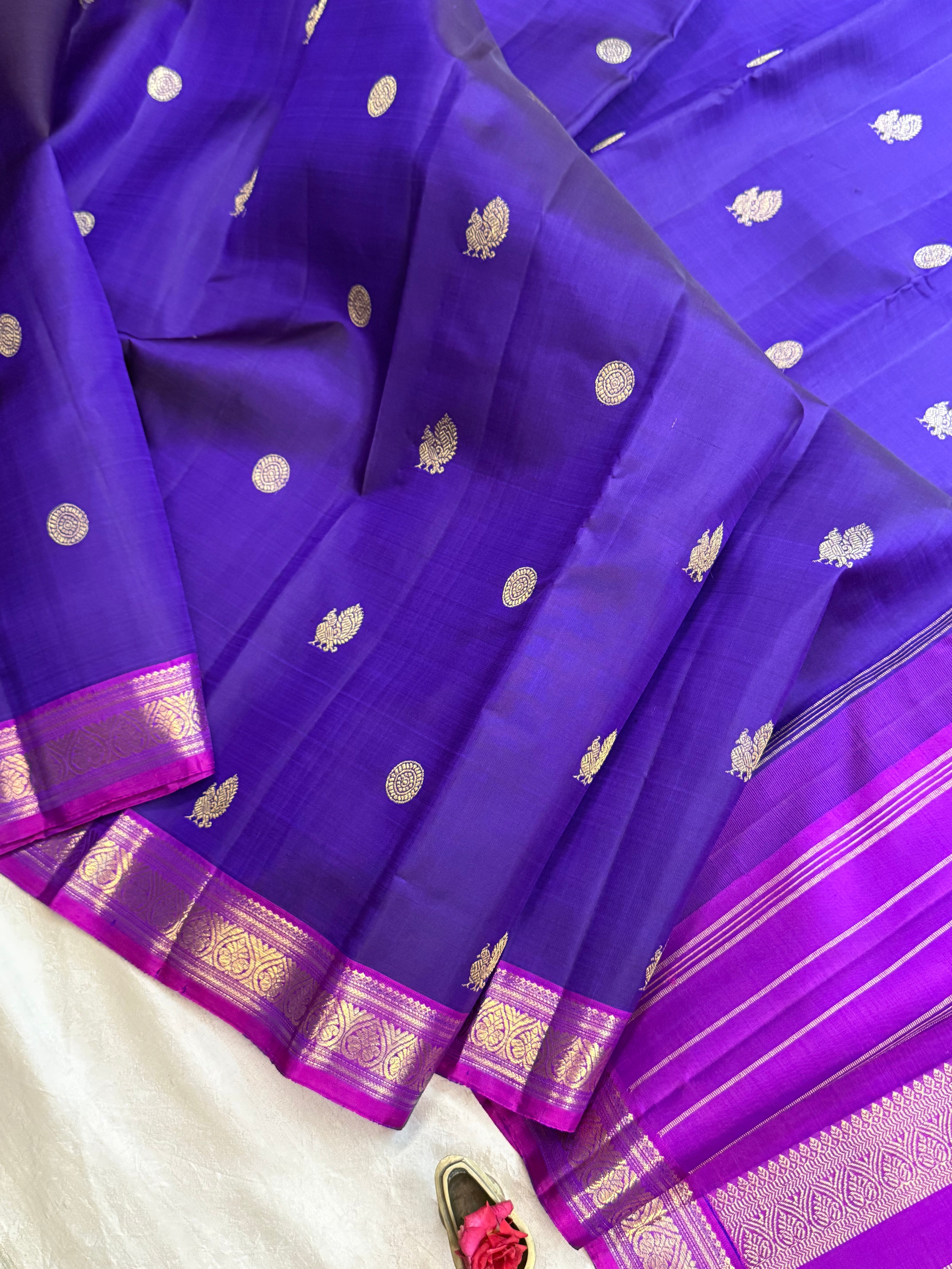 Purplish blue and purple / Kanjipuram silk