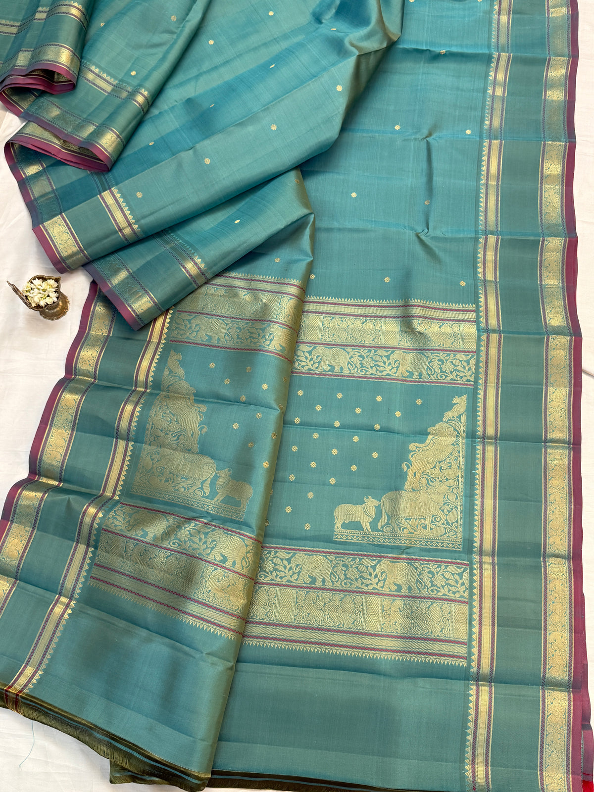 festivel edit _special edition_ Pastel Teal colour and border Rettapet /silk saree clsa 12419