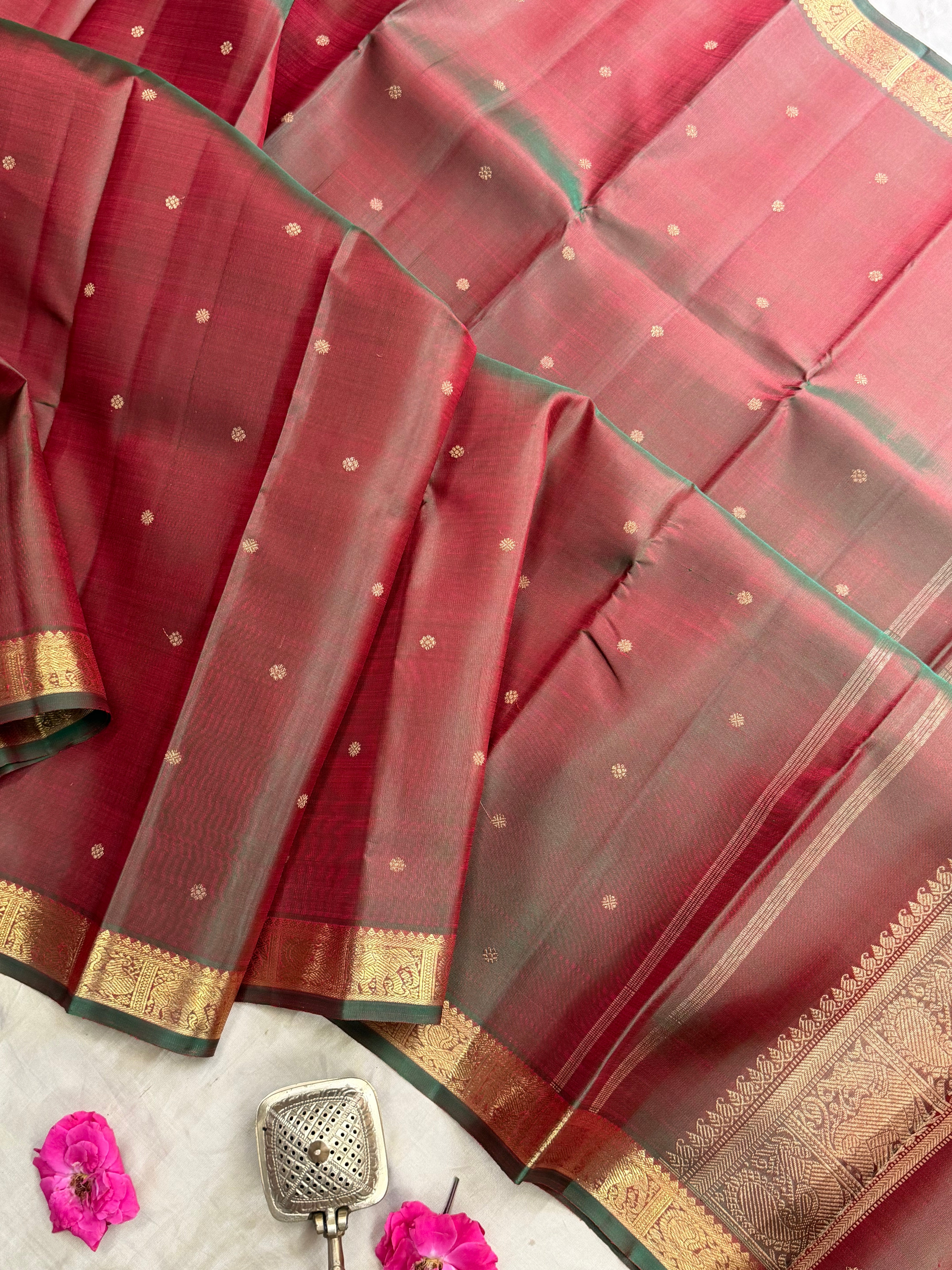 Manthulir small border pure Zari Kanjipuram silk CLSA9324